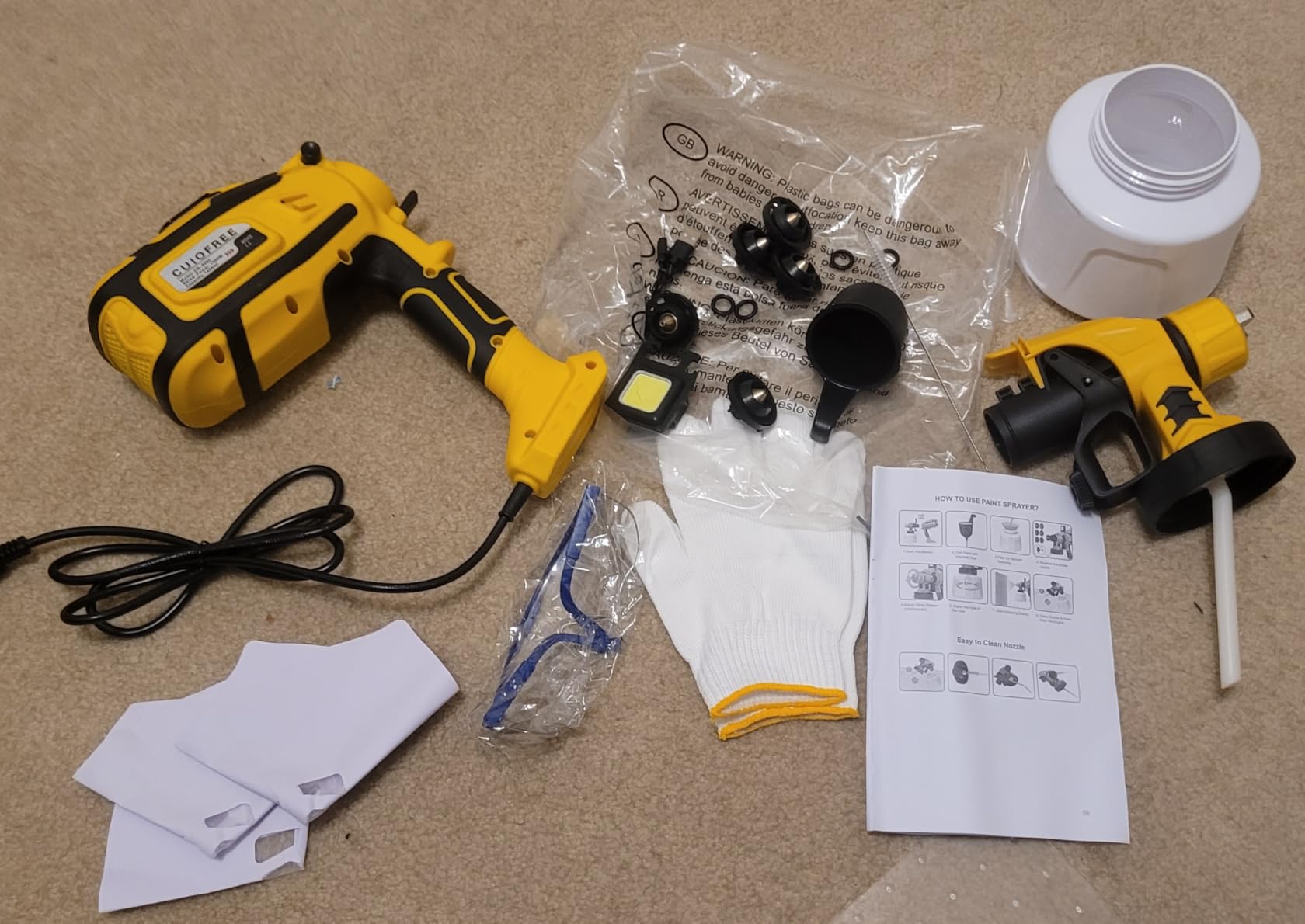 Paint Sprayer for House Painting, 1000W Electric Spray Paint Gun | with 1400ML Container,6 Nozzles,3 Patterns,LED Light,Easy to Clean,for Furniture,Cabinets,Fence,Walls,Door,DIY Projects customer photo 2