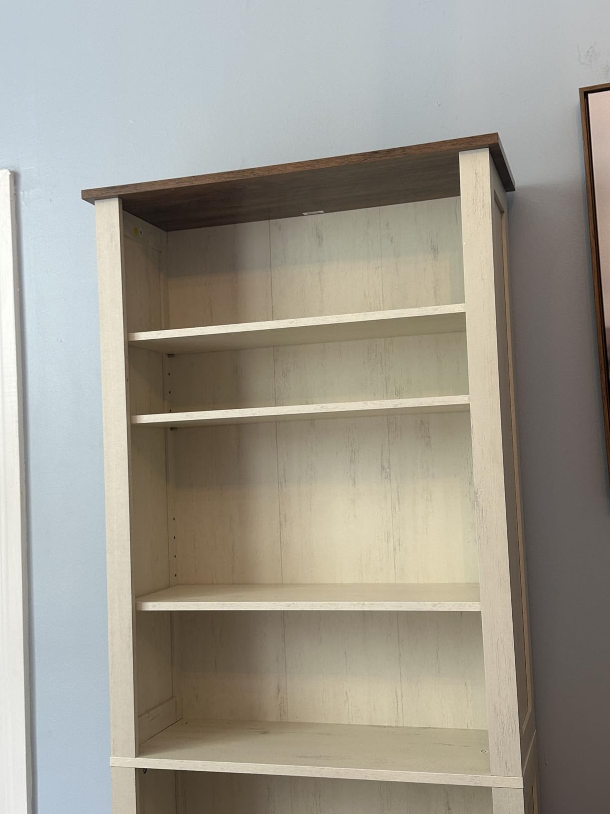 VASAGLE Liry Collection Farmhouse Bookcase, 8-Cube Storage Organizer with Legs, Adjustable Shelves, Cloud White and Warm Brown ULBC138W101S customer photo 2