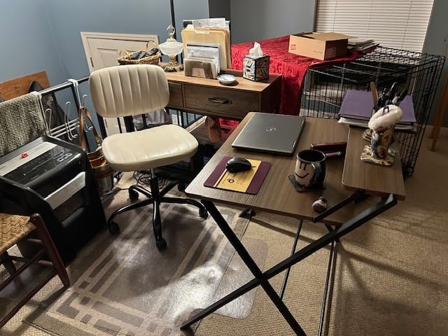 DUMOS Ergonomic Office Chair, Executive Desk Chair with Lumbar Support, Mid Back, Breathable Backrest, Fixed Armrest, Height Adjustable, 360 Swivel, Computer Gaming, Meeting, Red customer photo 1
