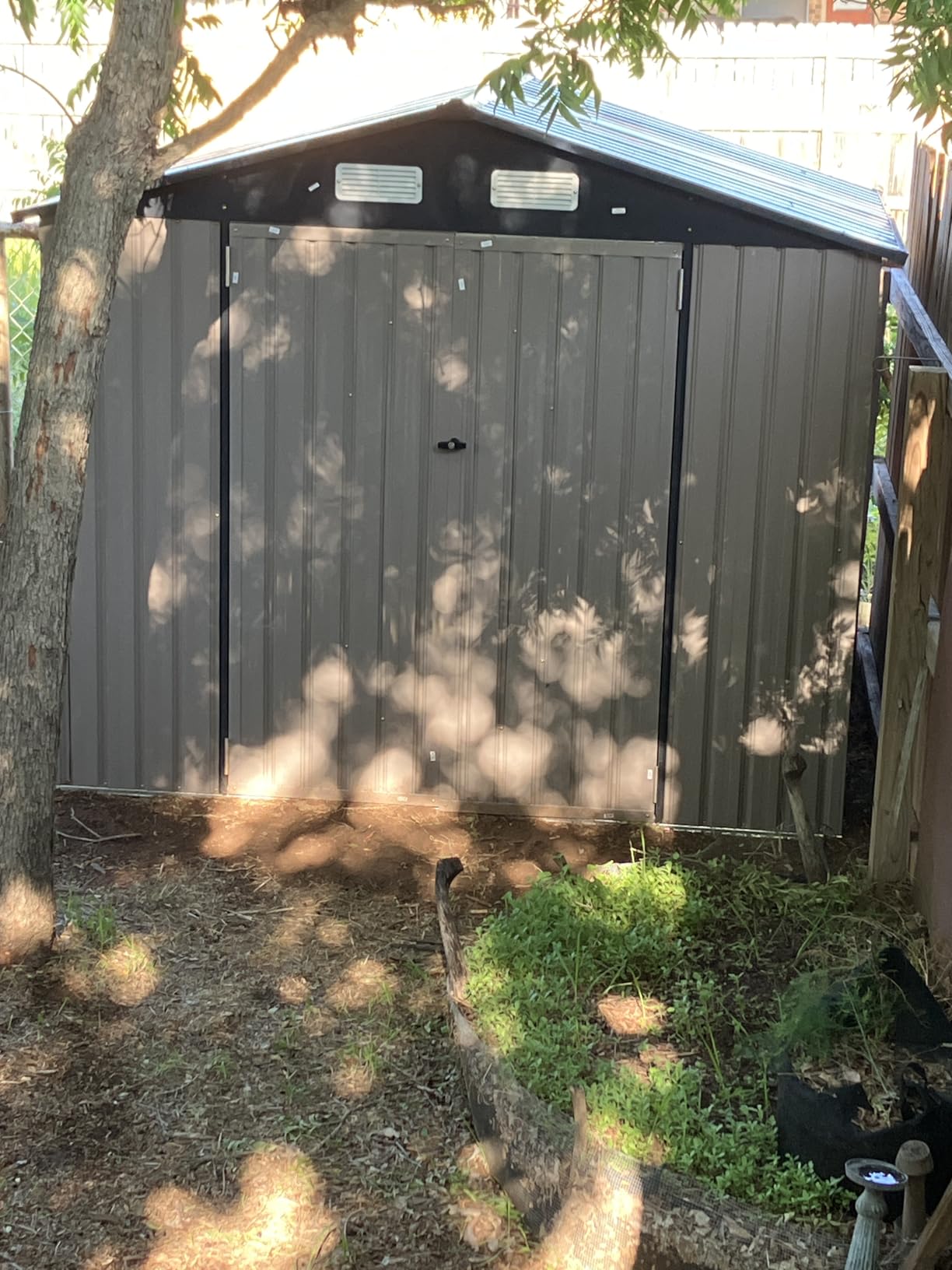 Aoxun 10x12FT Shed with Floor Galvanized Steel Outdoor Storage Shed, Brown, Metal Garden Shed with Double Doors, Moisture-Proof Floor & Ventilation, Sloped Roof customer photo 2