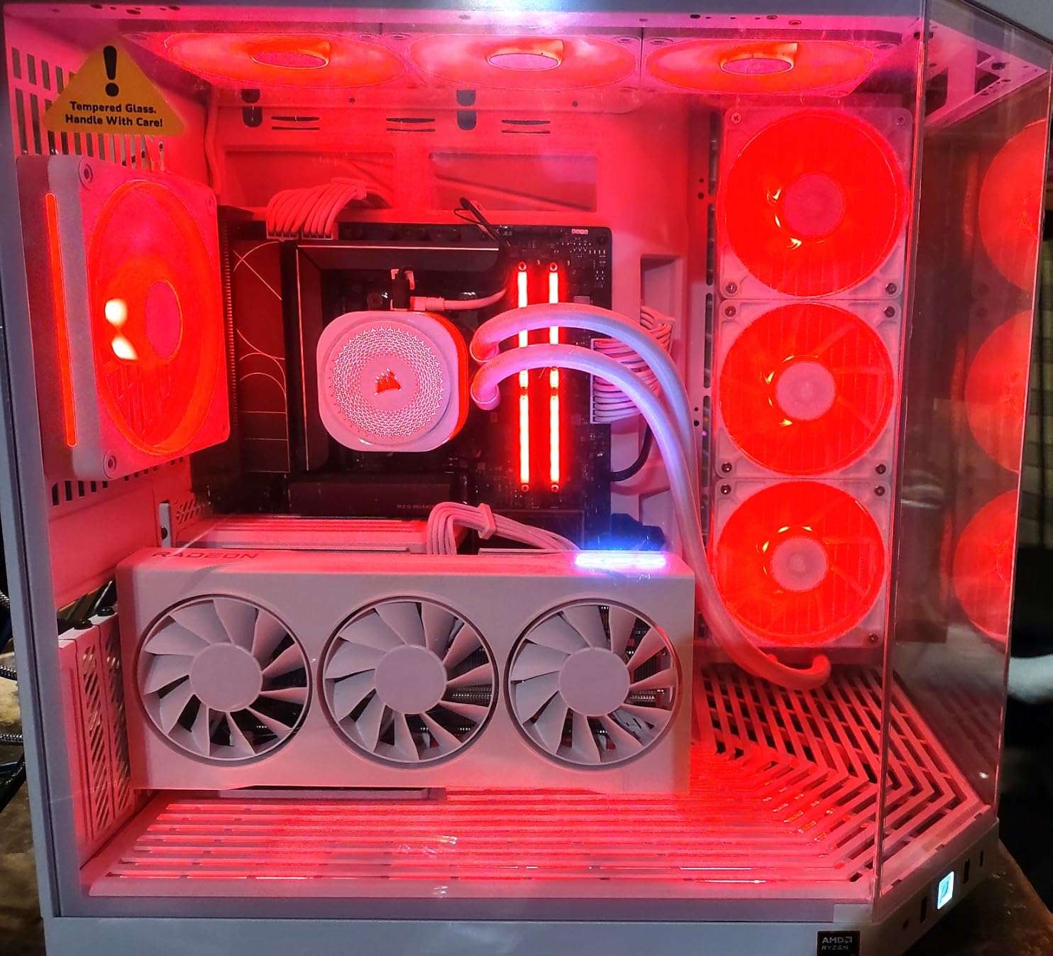 Y50 RGB Essential Aesthetic Gaming PC Case - 4 Included aRGB Fans (1x 120mm + 1x 360mm Reverse) - Dual Chamber ATX Desktop Chassis - Rear Connect Motherboard Compatible - Pitch Black customer photo 1