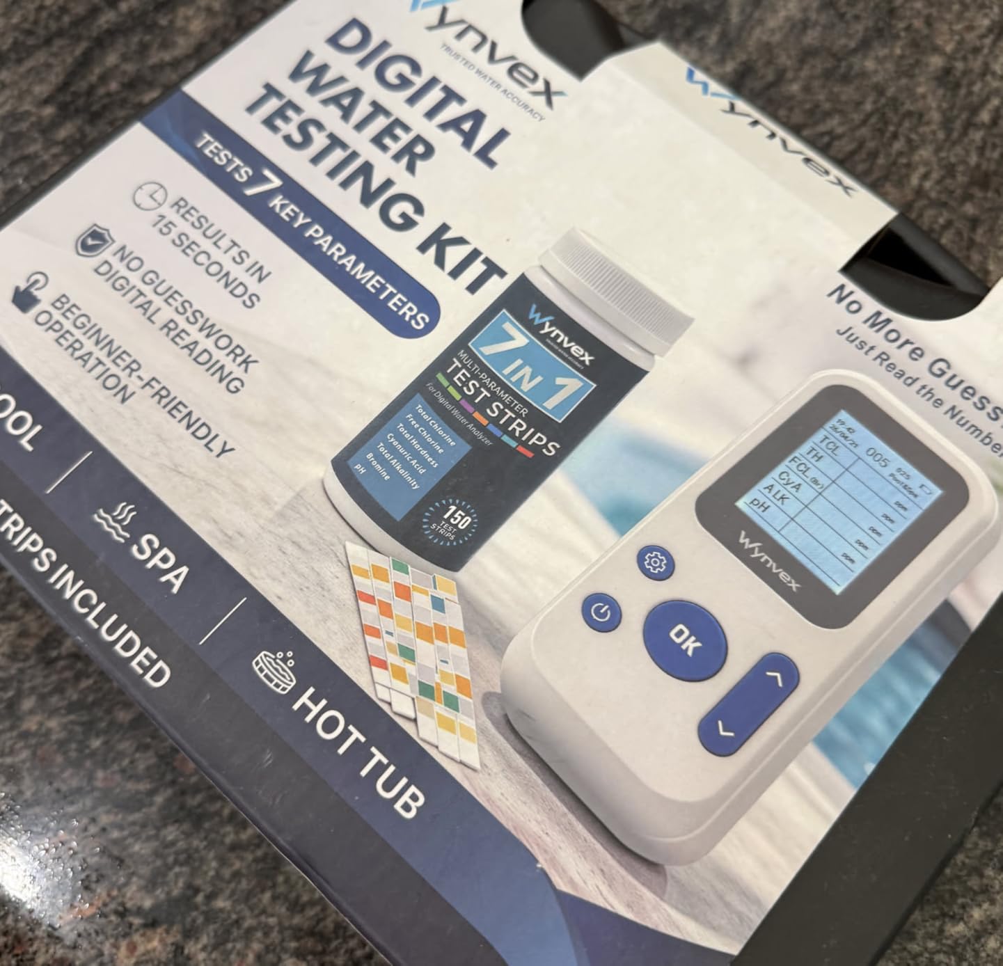 Wynvex Digital Pool Water Test Kit with Digital Reader, 7-in-1 Water Testing for Chlorine, Bromine, pH, Alkalinity & More, Includes 150 Test Strips for Pools customer photo 1
