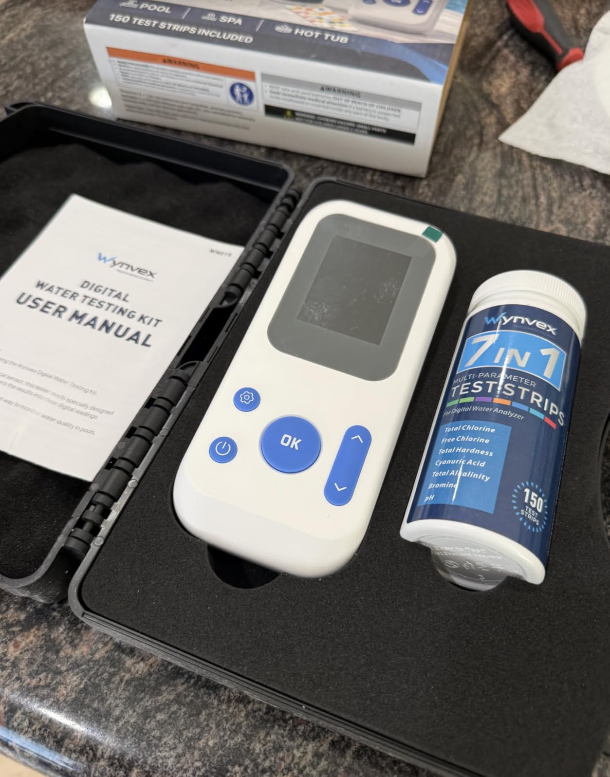 Wynvex Digital Pool Water Test Kit with Digital Reader, 7-in-1 Water Testing for Chlorine, Bromine, pH, Alkalinity & More, Includes 150 Test Strips for Pools customer photo 2