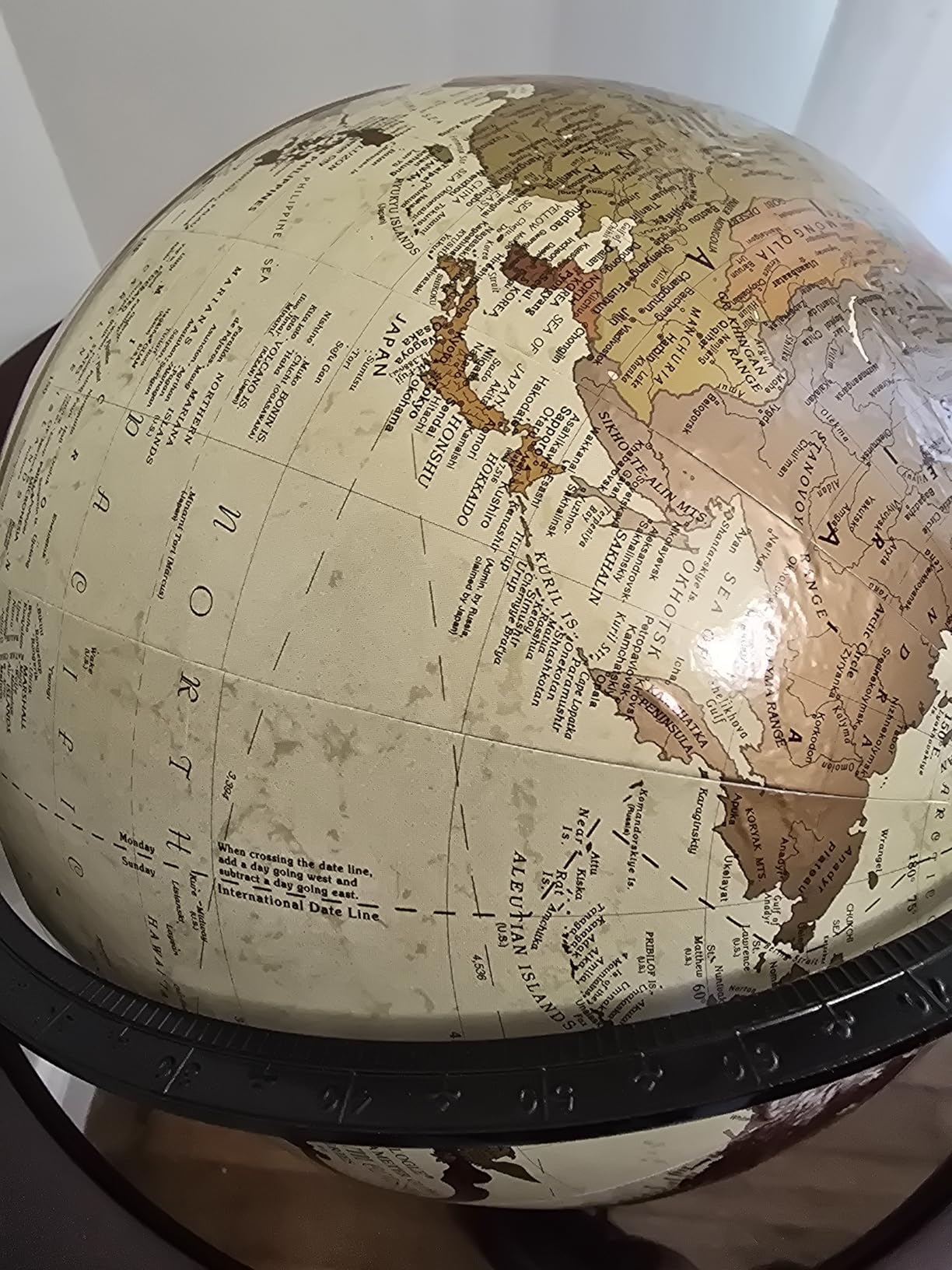 Replogle Lancaster—Bronze Metallic, Dark Cherry Wood Finish, Floor Model Globe, Perfect for Anyone Looking for a Elegant Floor Standing Globe That Fits Small Spaces (12