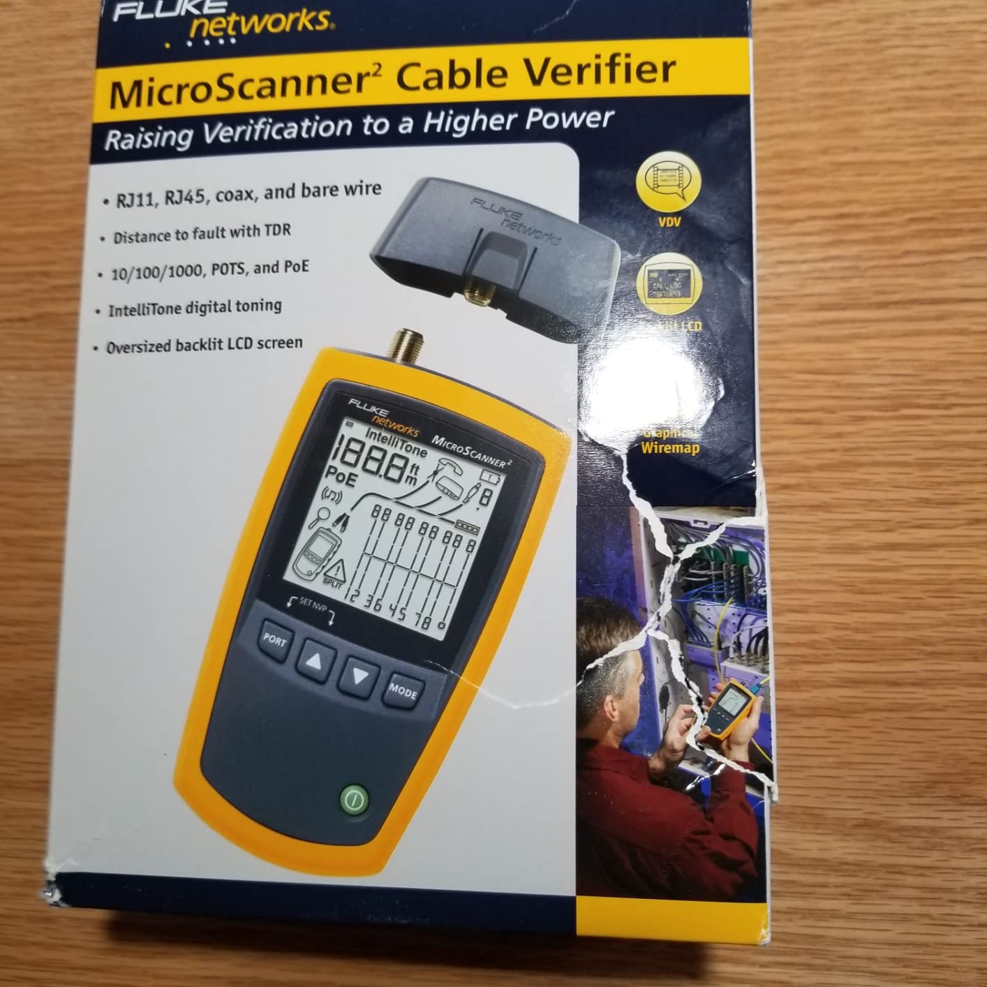 Fluke Networks MS2-100 MicroScanner2 Copper Cable Verifier with Built-In IntelliTone Toning, Troubleshoots RJ11, RJ45, Coax, Tests 10/100/1000Base-T, and Voip,yellow customer photo 2