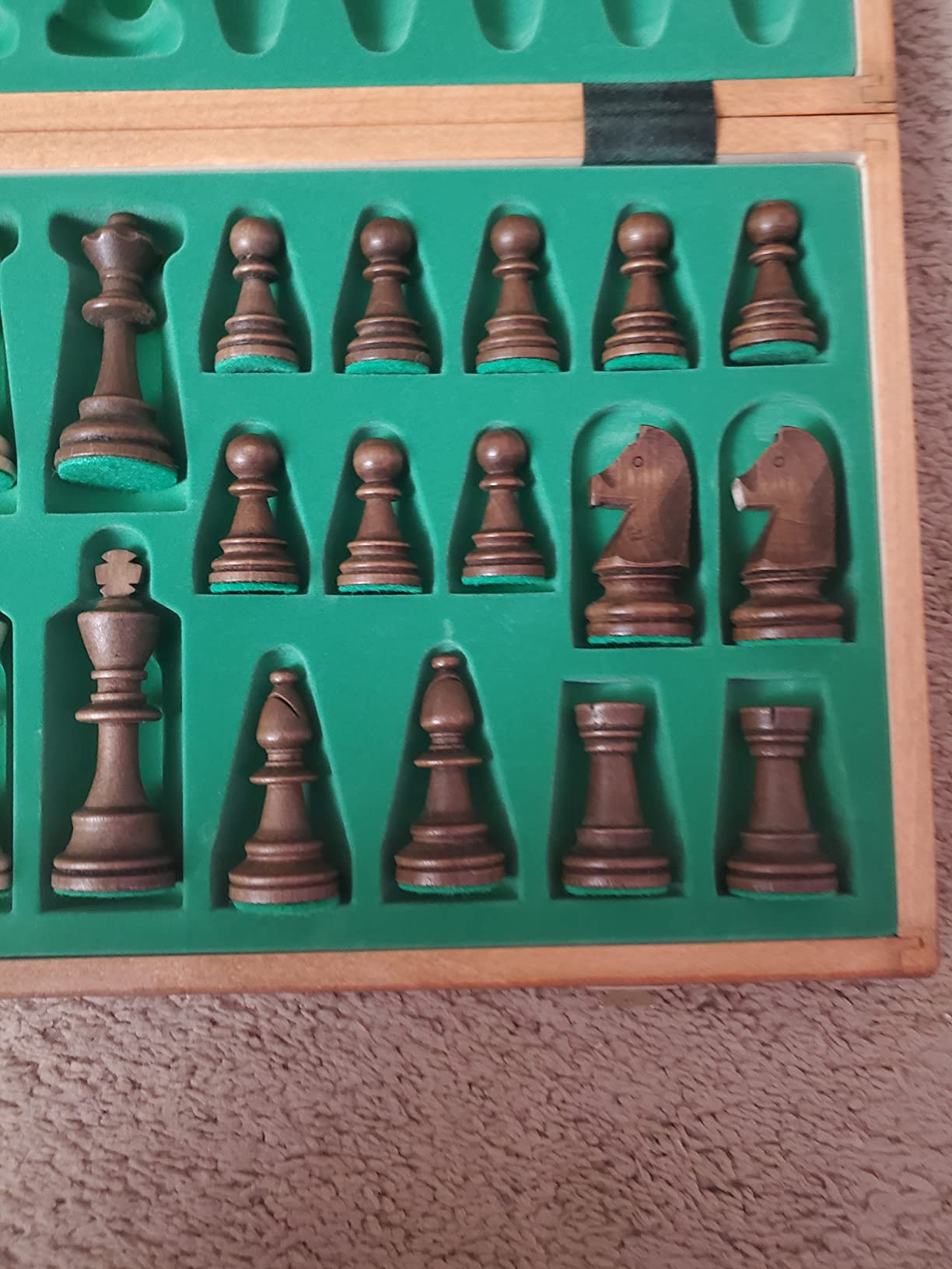 Wegiel Handmade European Professional Tournament Chess Set - Wooden 21 Inch Folding Board with Felt Base & Hand Carved Chess Pieces - Compartment Inside The Board to Store Each Piece customer photo 1