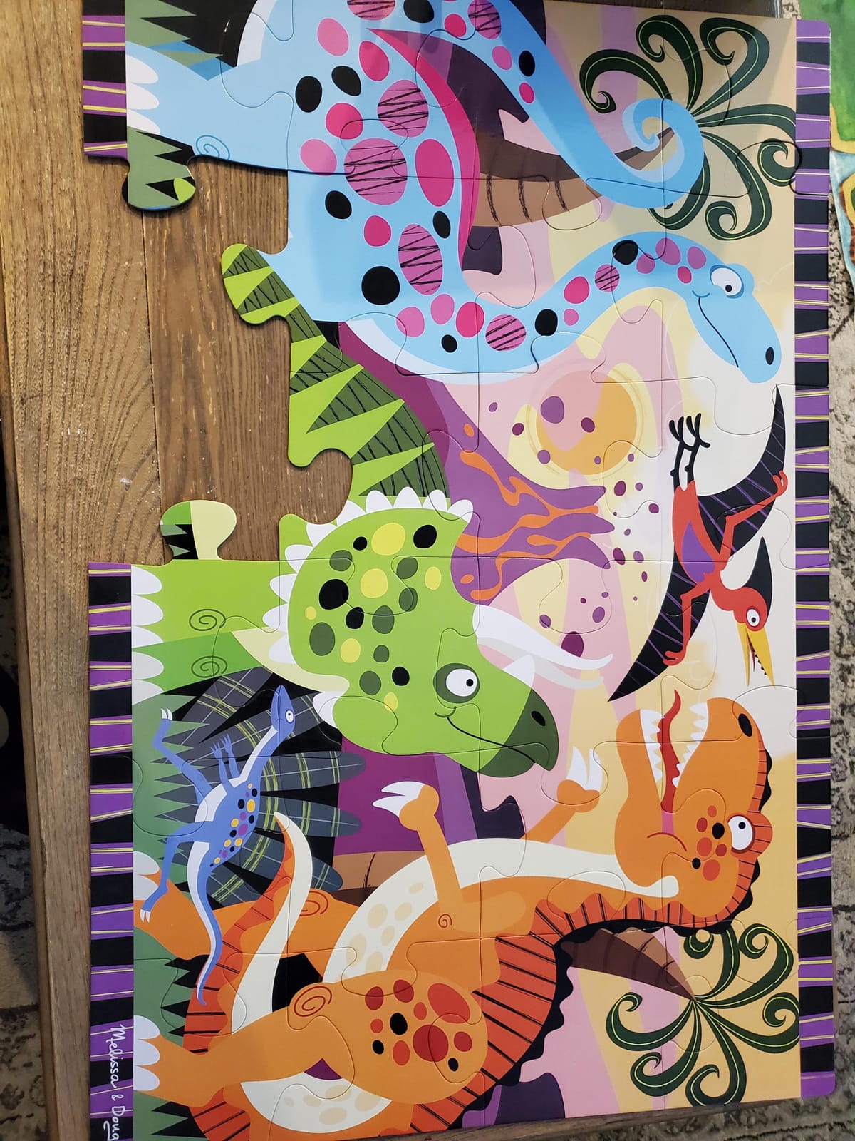 Melissa & Doug Dinosaur Dawn Jumbo Floor Puzzle (24 Pieces, 2 x 3 Feet), Jigsaw Puzzle for Preschoolers and Kids Ages 3+ - FSC Certified customer photo 2