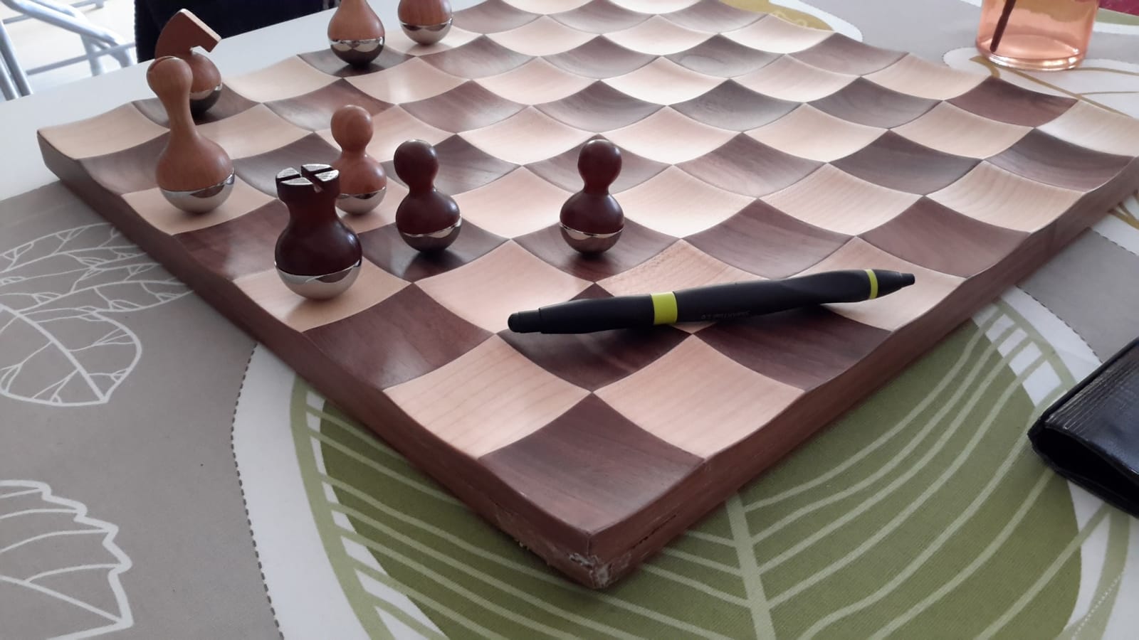 Umbra Wobble Chess Set, Walnut and Maple Wood Board, 15x15-Inch, Walnut customer photo 1