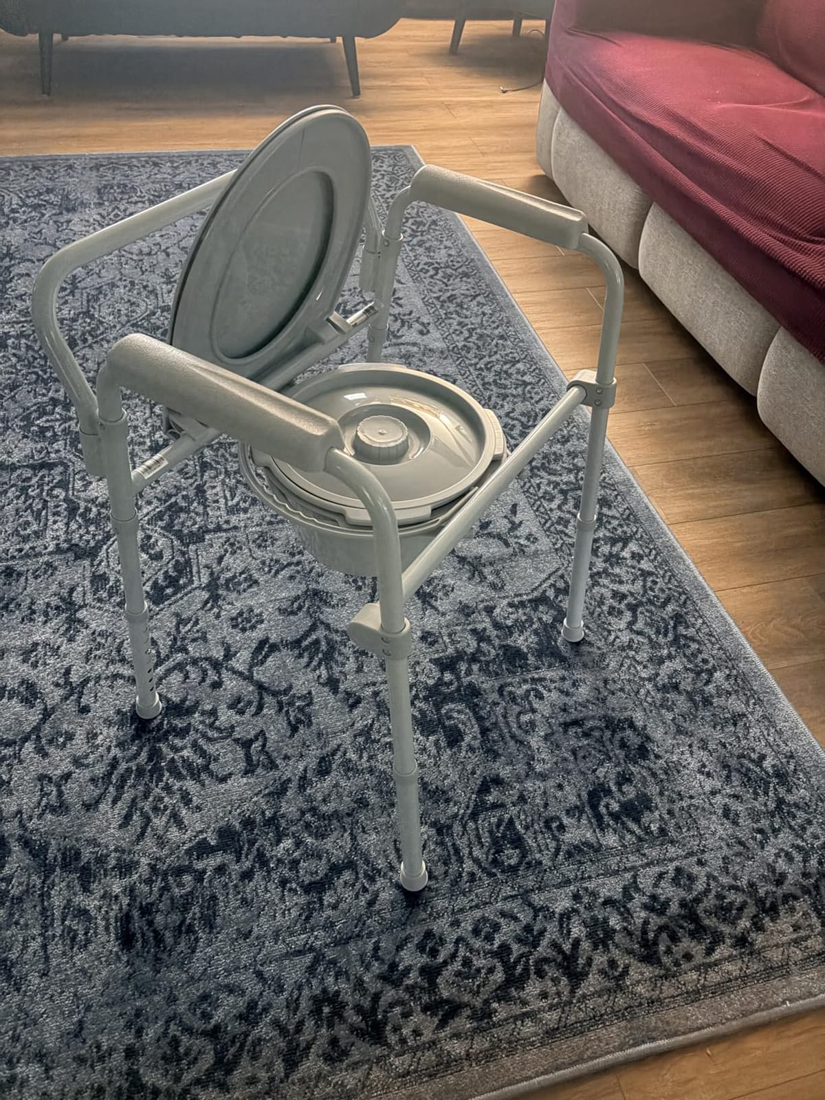 Drive Medical Folding Bedside Commode, Adjustable Height, Supports 350 lb customer photo 2