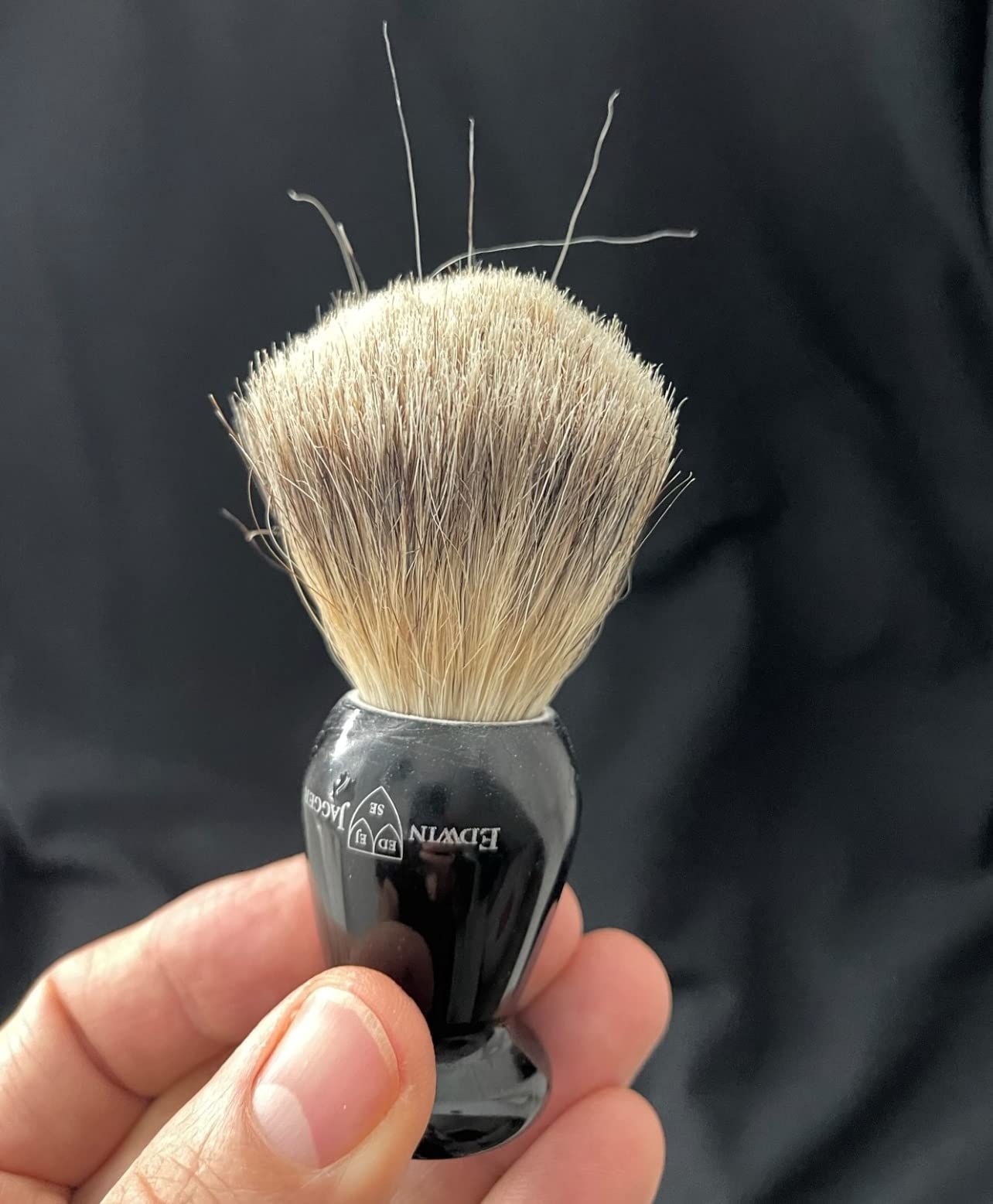 Edwin Jagger 1EJ946SDS Classic Best Badger Hair Exfoliating Shaving Brush with Stand for Shaving Cream or Shaving Soap for Men and Women (Imitation Ebony) customer photo 1