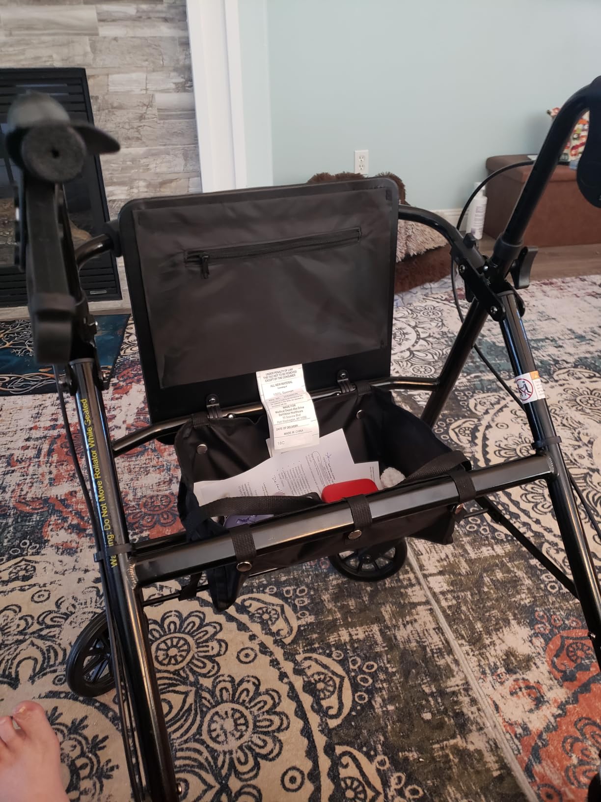 Drive Medical Aluminum Rollator Walker, Padded Seat, 6-Inch Wheels, Blue customer photo 2