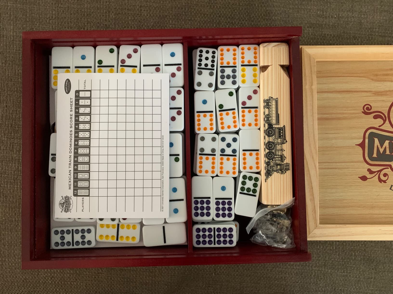 Front Porch Classics | Mexican Train Domino Set in Wooden Collector Box from Front Porch Classics for 2 to 8 Players Ages 8 and Up customer photo 1