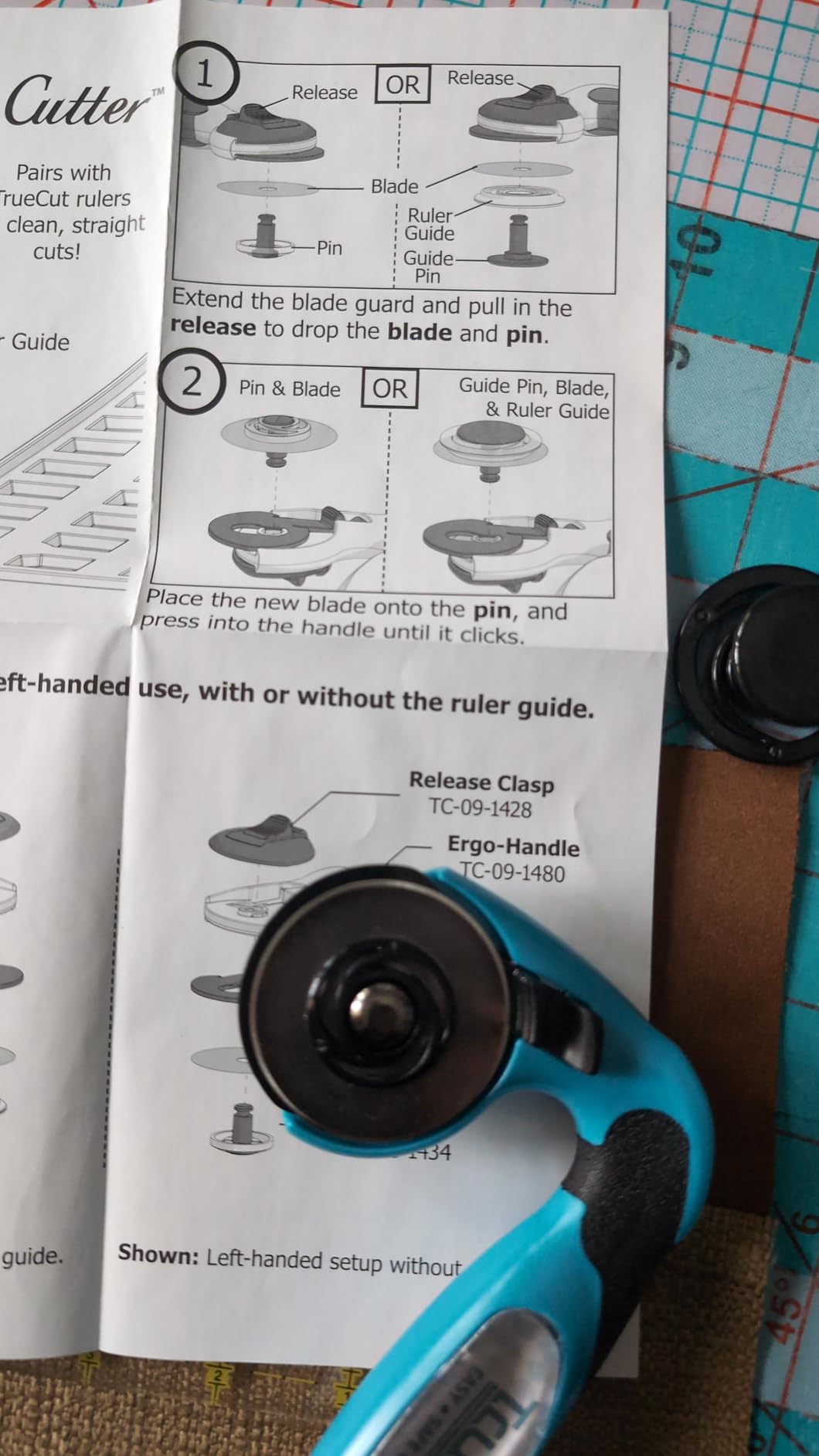 TrueCut My Comfort Rotary Cutter - 45mm Ergonomic Wheel Cutter for Fabric, Quilting, Sewing, Crafting - Left or Right-Handed - Track-and-Guide Ruler - Quilting and Sewing Supplies customer photo 2