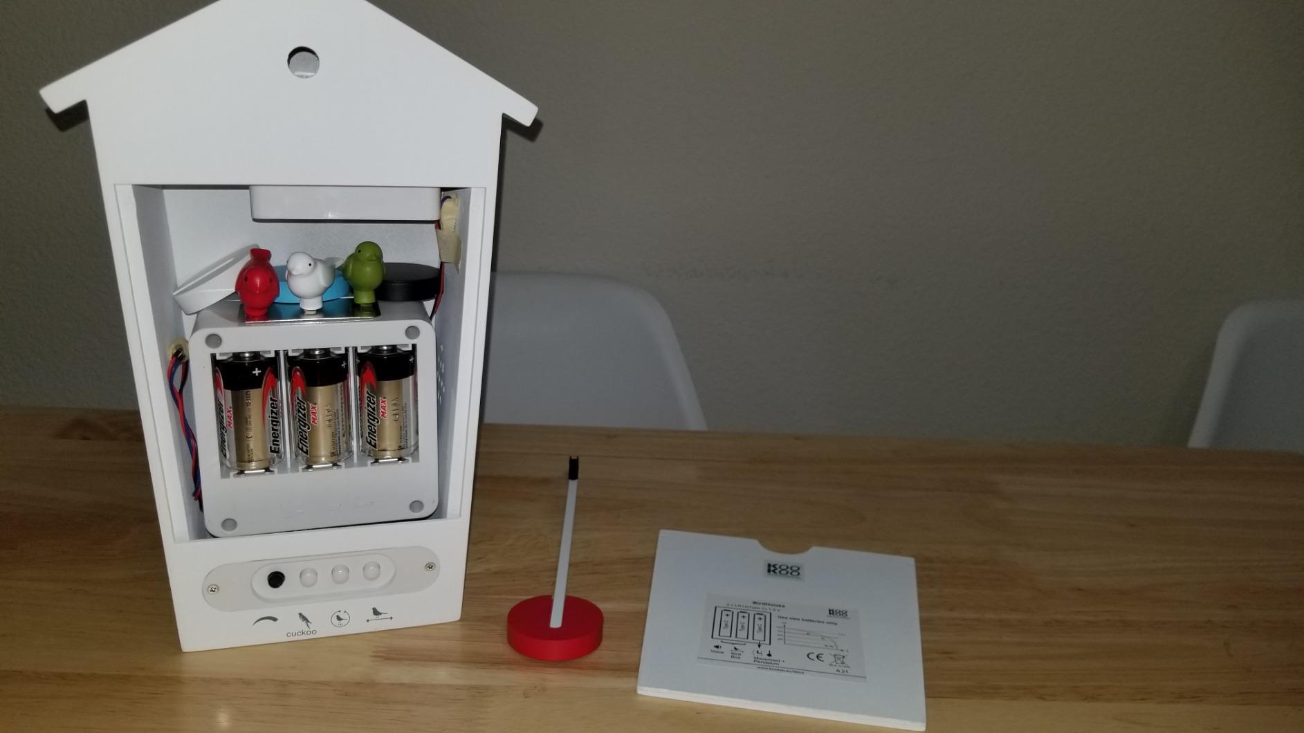 KOOKOO Birdhouse White, modern design cuckoo clock with 12 natural bird voices or cuckoo call customer photo 1