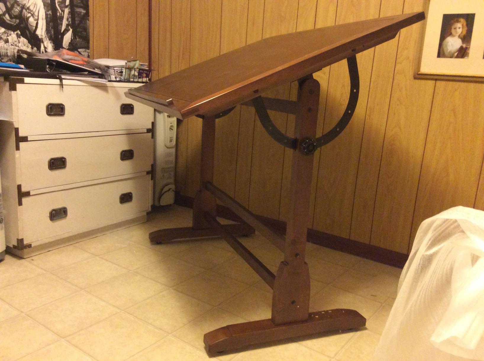 Studio Designs Vintage Drafting Table - Antique Design Solid Wood Drafting Table with Built-In Pencil Groove and Pencil Ledge - Angle Adjustable Work Surface customer photo 1