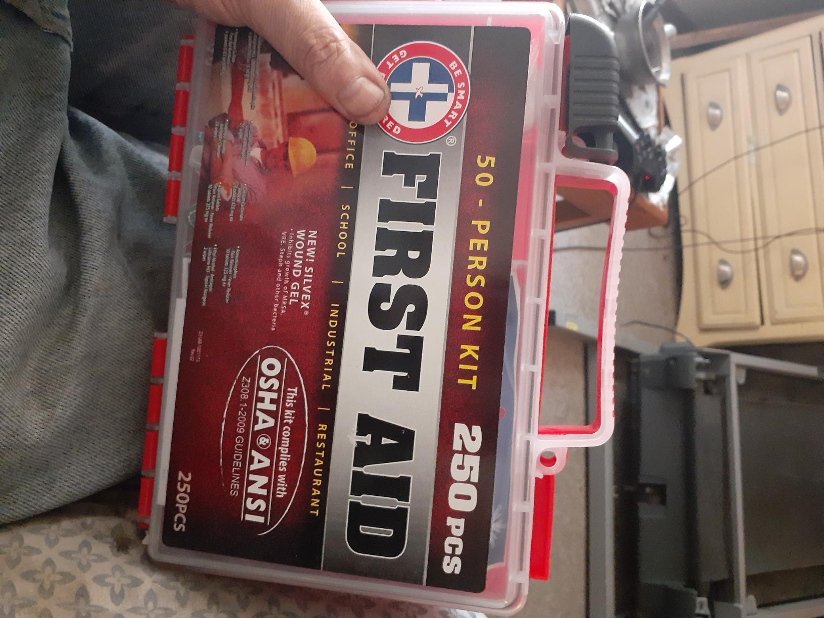 Be Smart Get Prepared OSHA/ANSI First Aid Kit - 50 Person, 250 Pieces - Designed for Home, Business, School, Industrial, and Restaurants - Compact & Portable customer photo 1