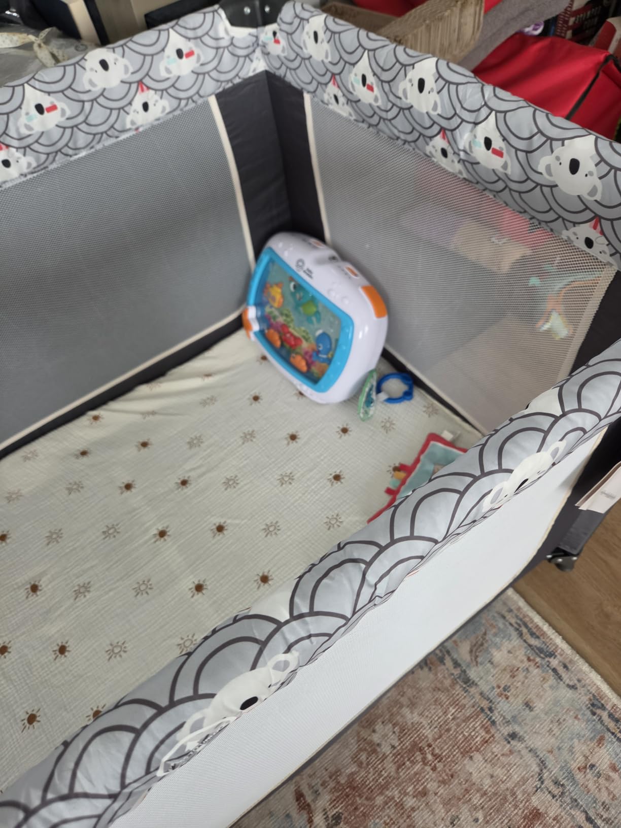 Dream On Me Zodiak Portable Playard, Compact for Travel, Carry Bag, Gray & Pink customer photo 1