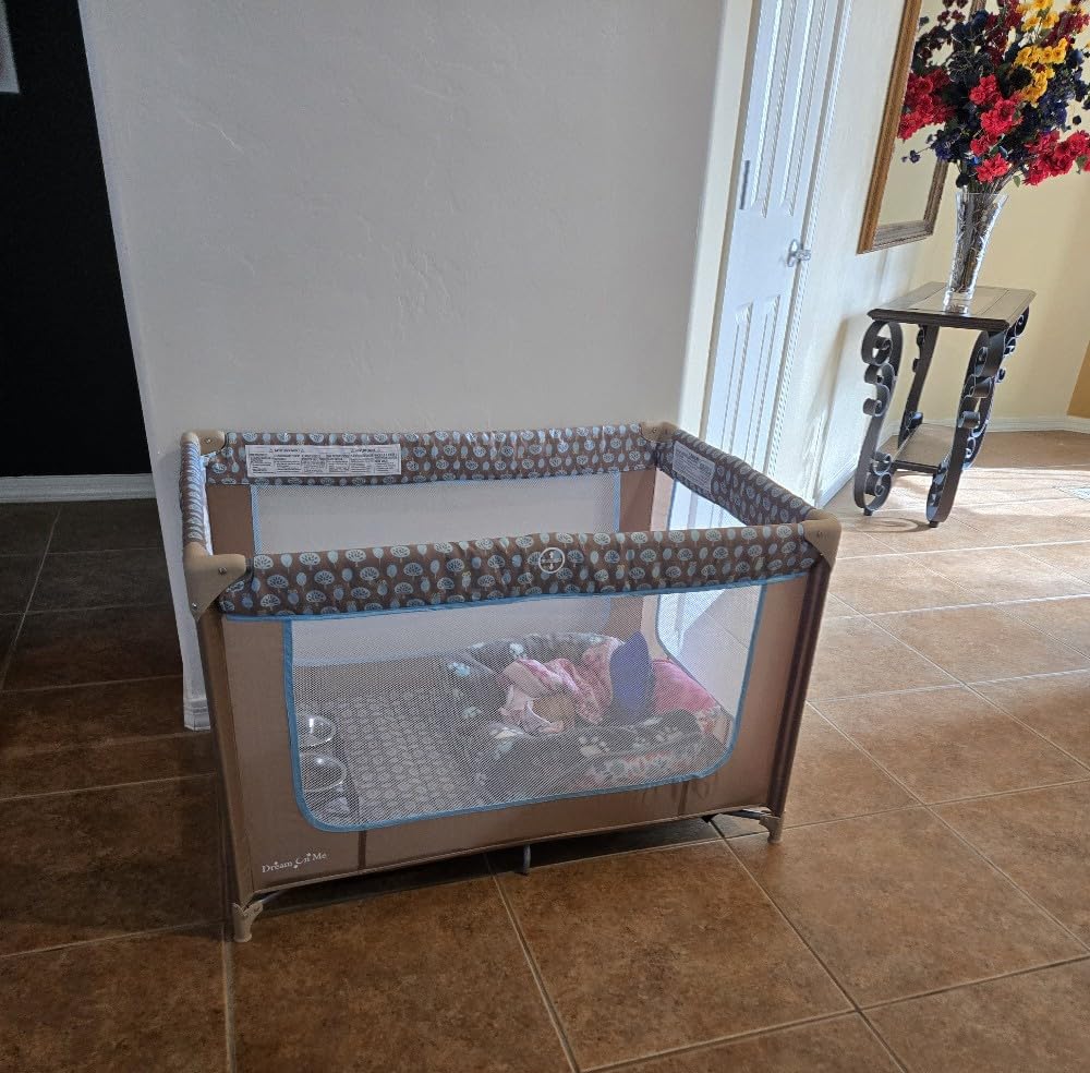 Dream On Me Zodiak Portable Playard, Compact for Travel, Carry Bag, Gray & Pink customer photo 2