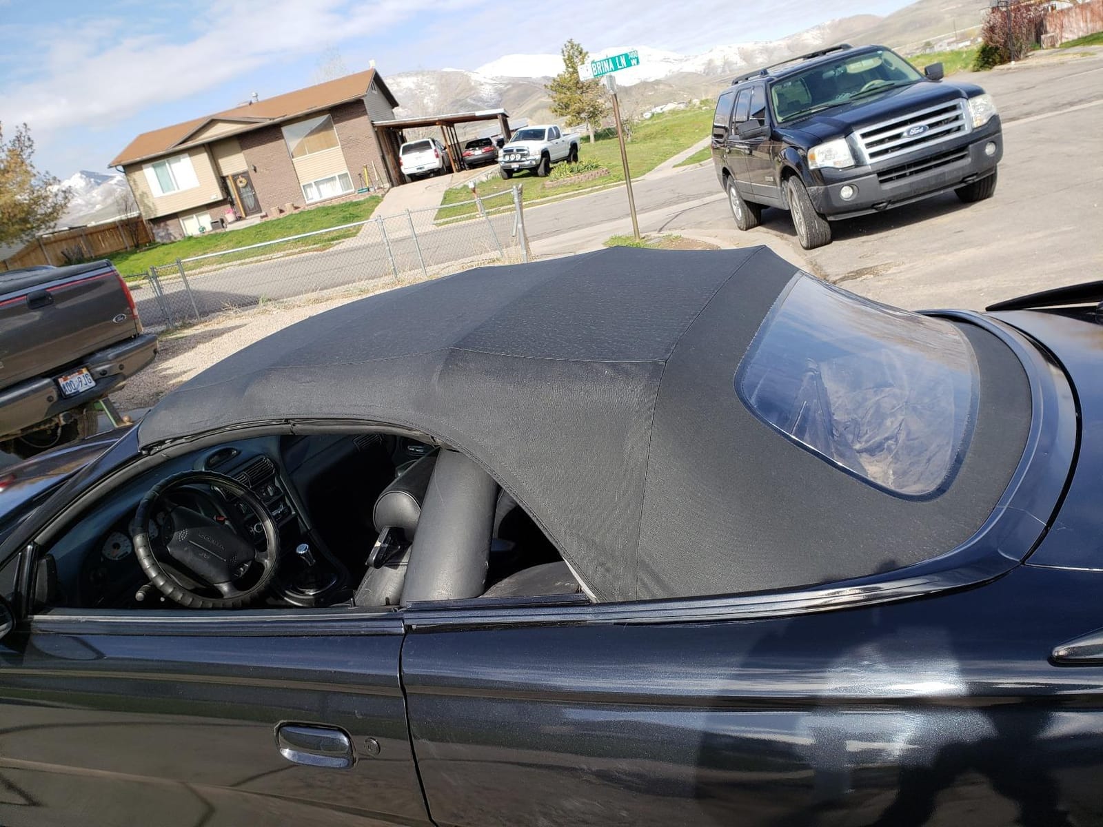 Sierra Auto Tops Replacement Convertible Soft Top with Heavy Gauge Pressed Plastic Window, fits Ford Mustang models 1994-2004, Premium Grade Sailcloth Vinyl, Black customer photo 2
