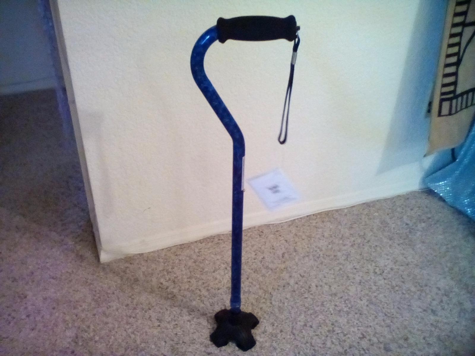 Nova Joy Designer Offset Quad Cane for Seniors - Unisex Adjustable Lightweight Walking Aid with Foam Handle, Wrist Strap and Anti-Rattle Lock - Essential Mobility Support - Maui Flowers customer photo 1