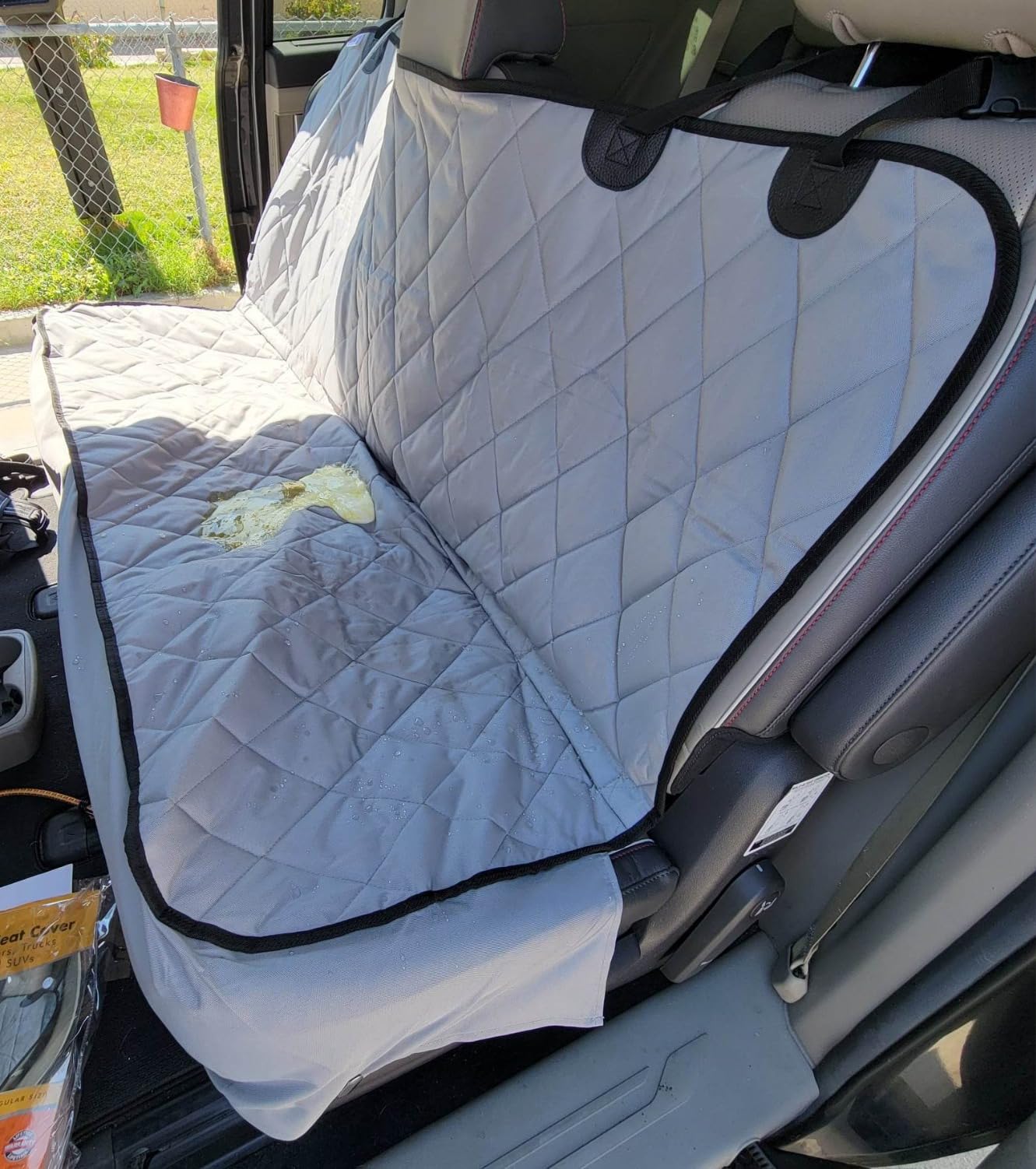 4Knines Heavy-Duty Rear Seat Cover for Dogs - Fitted, Black Reg | K9-Shield waterproof layer, non-slip backing, quick-release clips for easy install and cleanup. Machine washable. customer photo 1