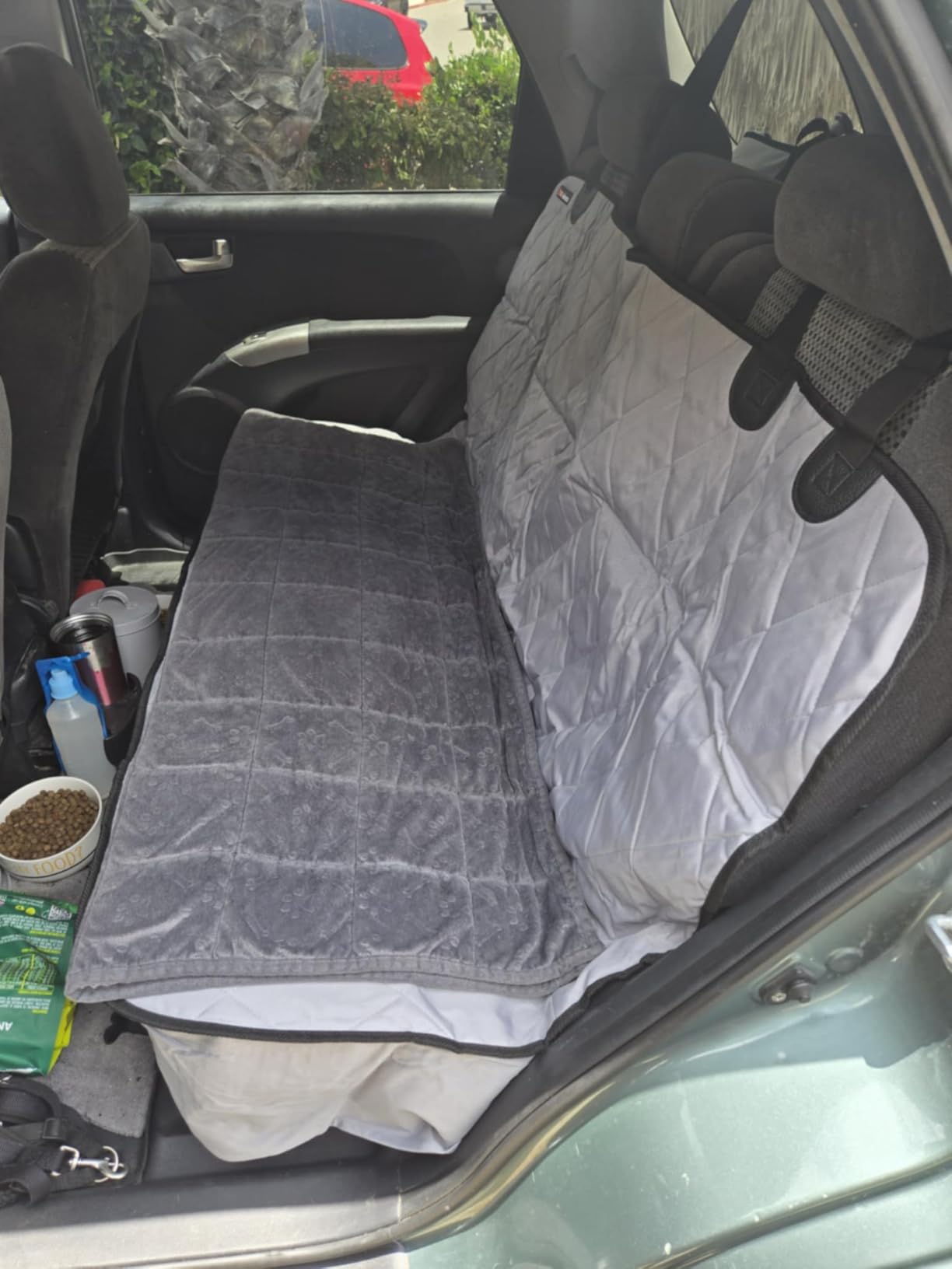 4Knines Heavy-Duty Rear Seat Cover for Dogs - Fitted, Black Reg | K9-Shield waterproof layer, non-slip backing, quick-release clips for easy install and cleanup. Machine washable. customer photo 2