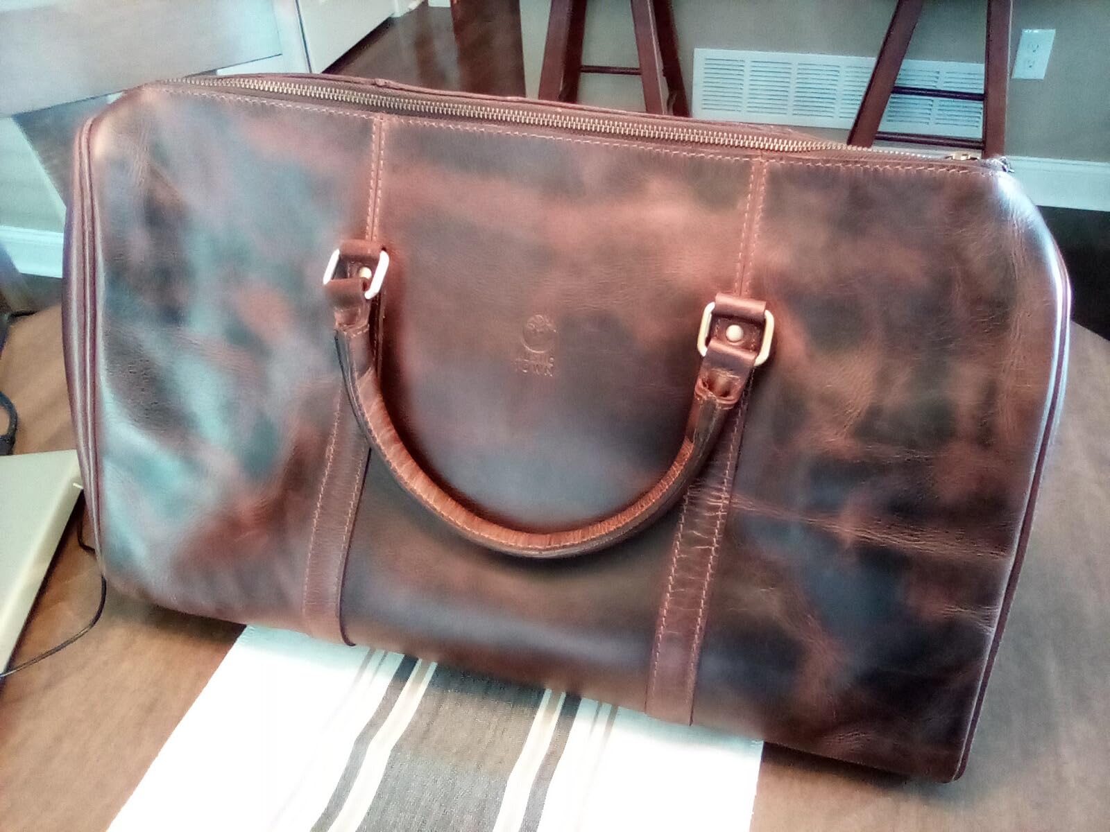 Leather Duffle Bag for Men - Full Grain Travel Weekender, Brown 20 Inch customer photo 2
