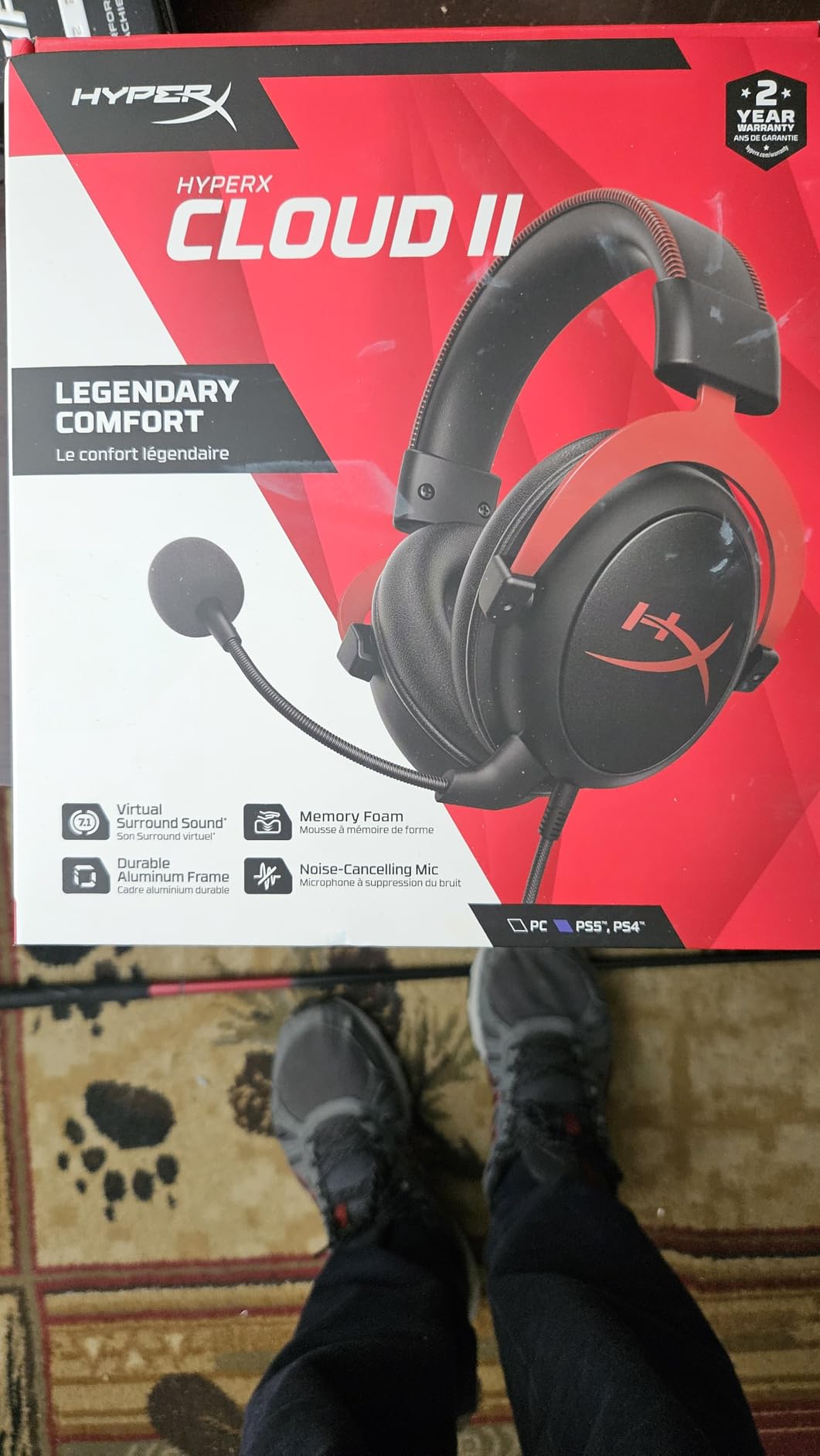 HyperX Cloud II Gaming Headset - 7.1 Surround Sound - Memory Foam Ear Pads - Durable Aluminum Frame - Multi Platform Headset - Works with PC, PS4, PS4 PRO, Xbox One, Xbox One S - Red (KHX-HSCP-RD) customer photo 1