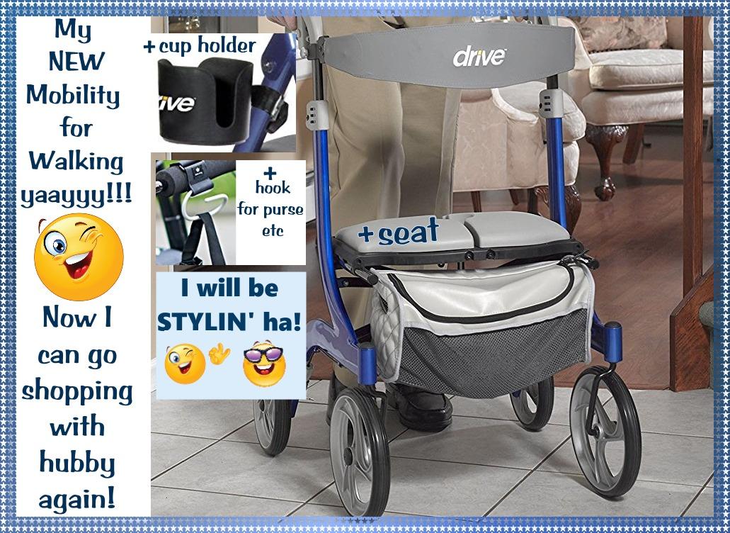Drive Medical Nitro DLX Foldable Rollator Walker, 10 Inch Wheels, Champagne customer photo 2