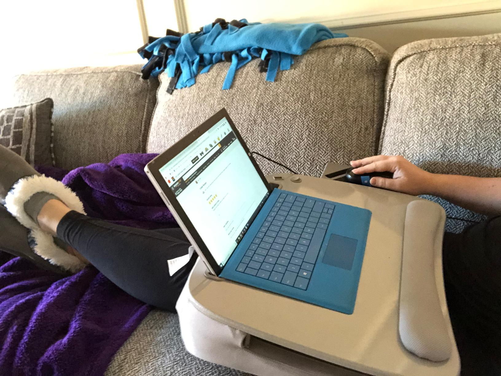 Sofia + Sam Multi Tasking Memory Foam Lap Desk with USB Light (Silver), Supports Laptops Up to 15 Inches customer photo 1