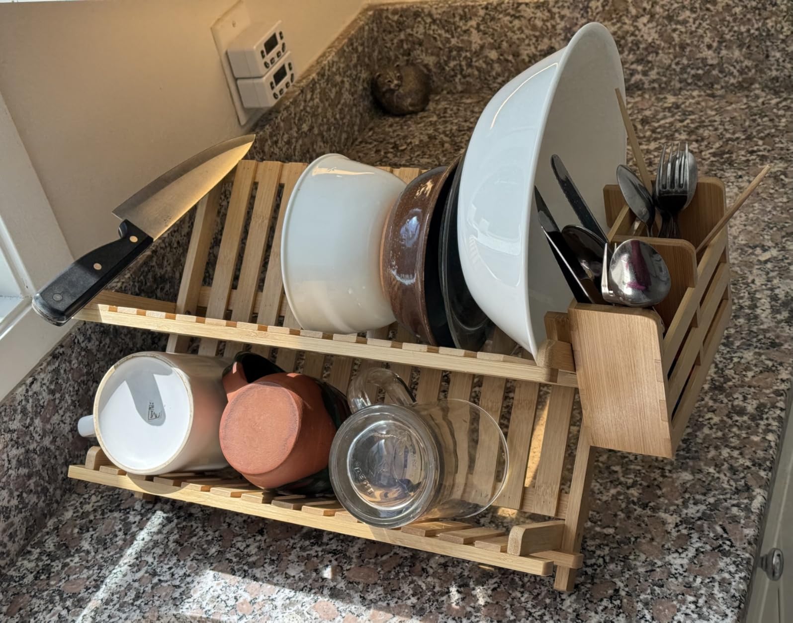 Bambüsi Collapsible Dish Drying Rack, Foldable Kitchen Counter Dish Drainer customer photo 2