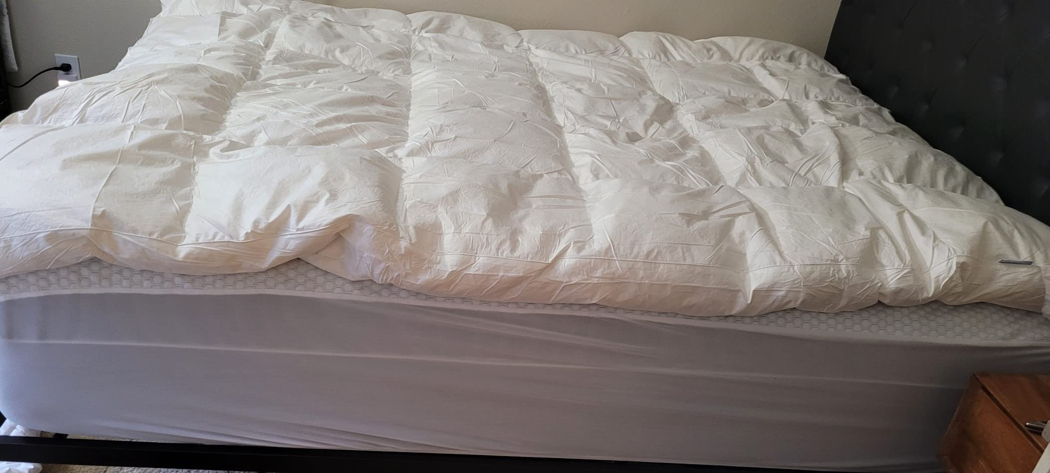 Lavish Home Down Mattress Topper, White, 80” x 60” x 4” customer photo 2