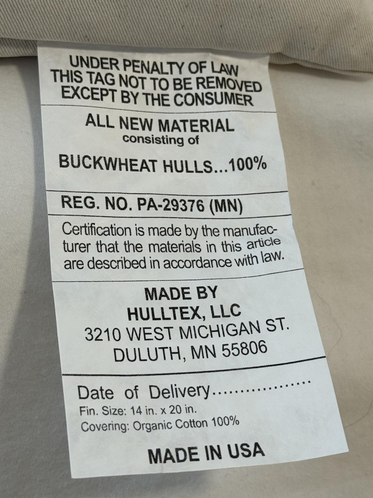 Hullo Buckwheat Pillow – King Size (20×36), Organic Adjustable Cooling Pillow for Side & Back Sleepers, Firm Neck Support – Breathable Cotton Cover – Made in USA customer photo 2
