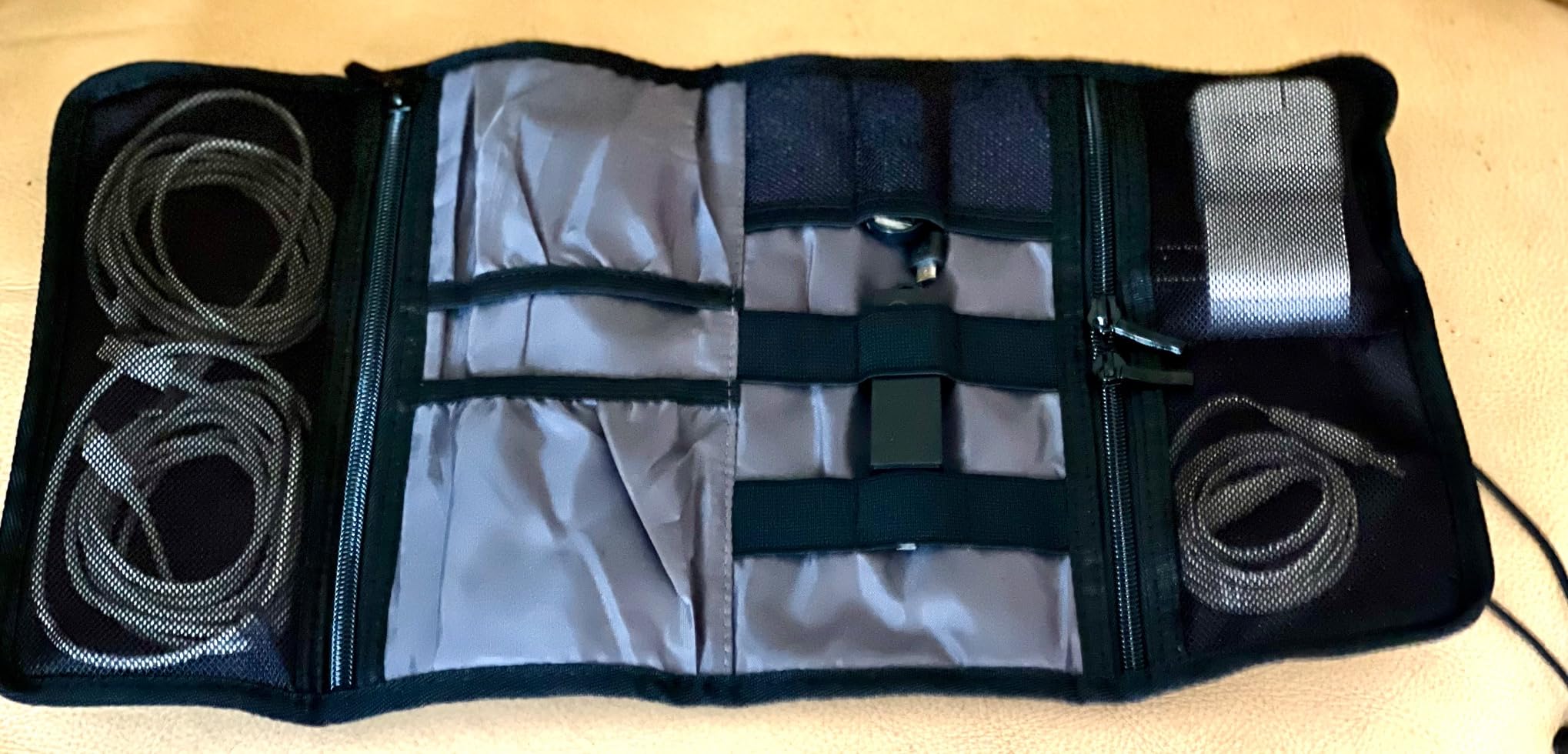 ProCase Electronic Organizer Cord Pouch, Travel Cable Charger Phone Accessories Bag Organizer Roll up Tech Carrying Case for USB Cables SD Memory Cards Earphone Flash Hard Drive -Black customer photo 1