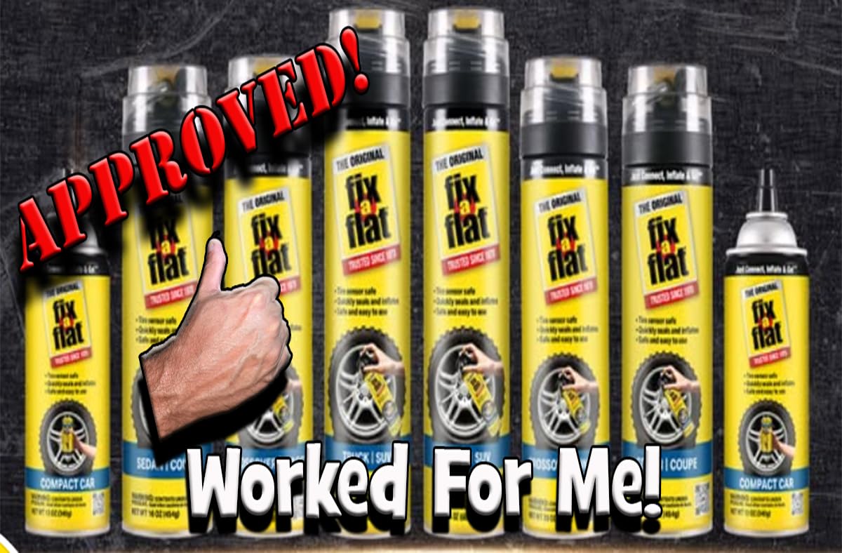 Fix-A-Flat S60420 Aerosol Emergency Flat Tire Repair and Inflator, for Standard Tires, Eco-Friendly Formula, Universal Fit for All Cars, 16 oz. (Pack of 1) customer photo 1