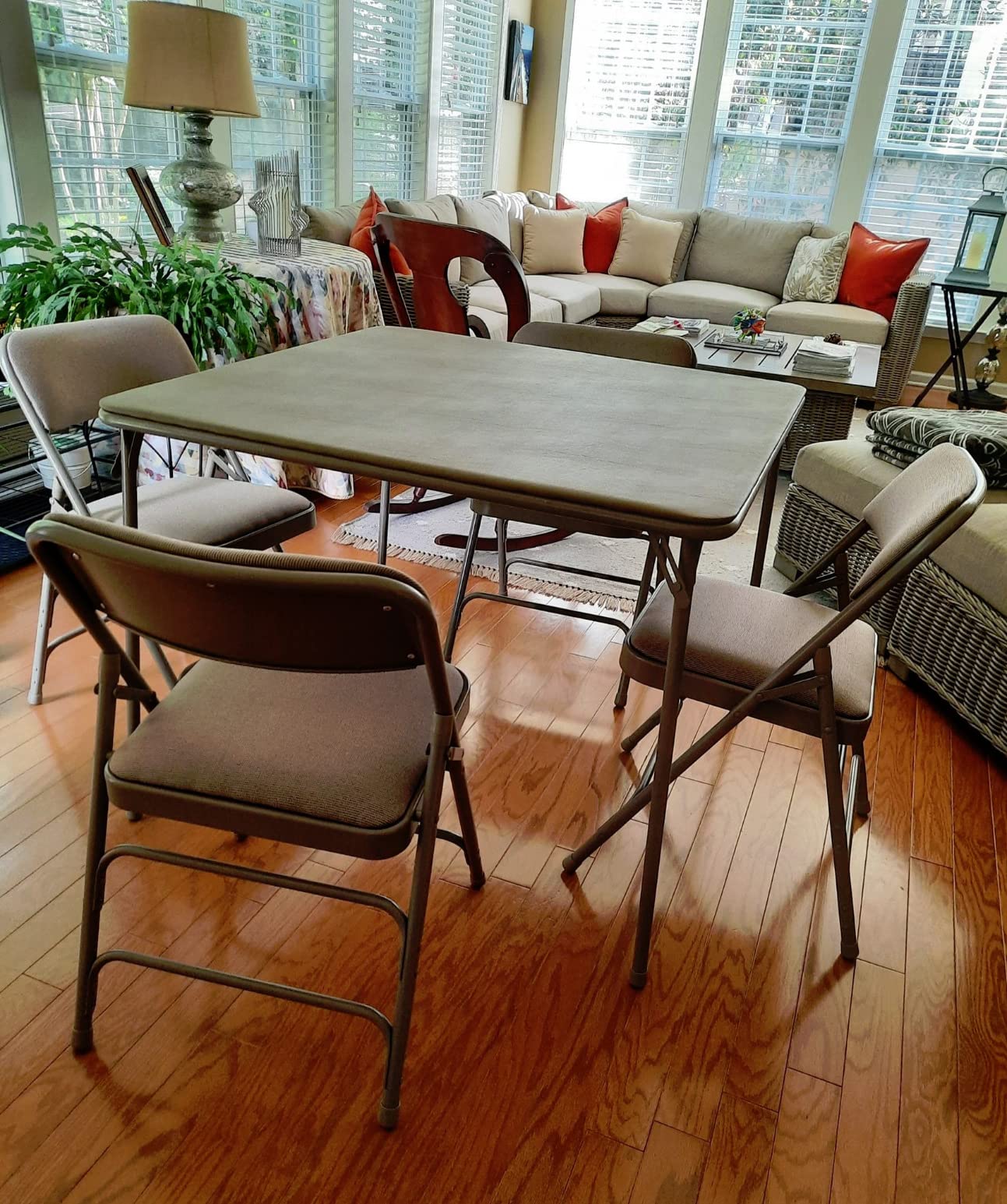 Folding Card Table and Fabric Padded Chair Set (5pc) - Comfortable Padded Upholstery - Fold Away Design, Quick Storage and Portability - Premium Quality (Black) customer photo 2