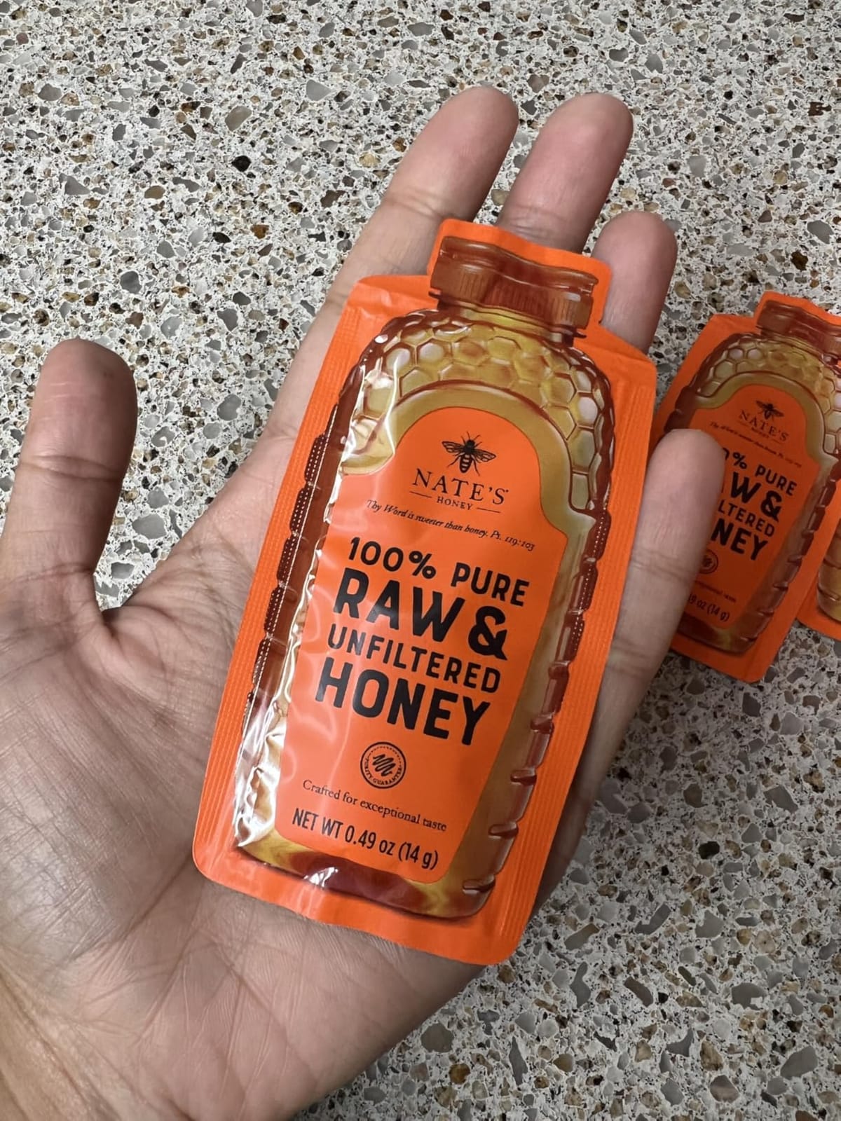 Nate's Honey Minis - 0.49oz Packets, 20ct box | Single-Serve 100% Pure, Raw & Unfiltered Honey customer photo 2