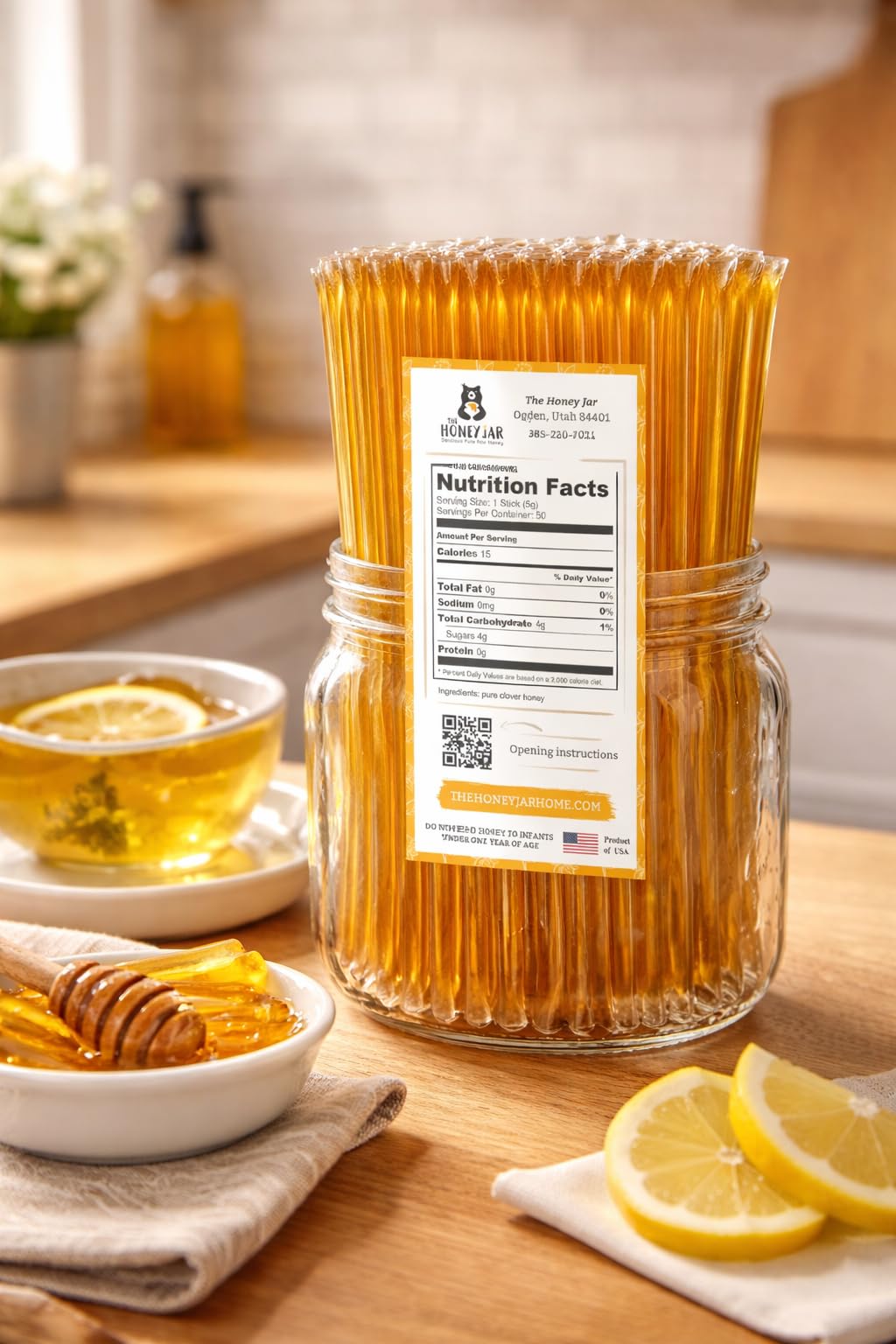 The Honey Jar Plain Honey Sticks - Pure Honey Straws For Tea, Coffee, or a Healthy Treat - One Teaspoon of Flavored Honey Per Stick - Made In The USA with Real Honey - (20 Count) customer photo 1