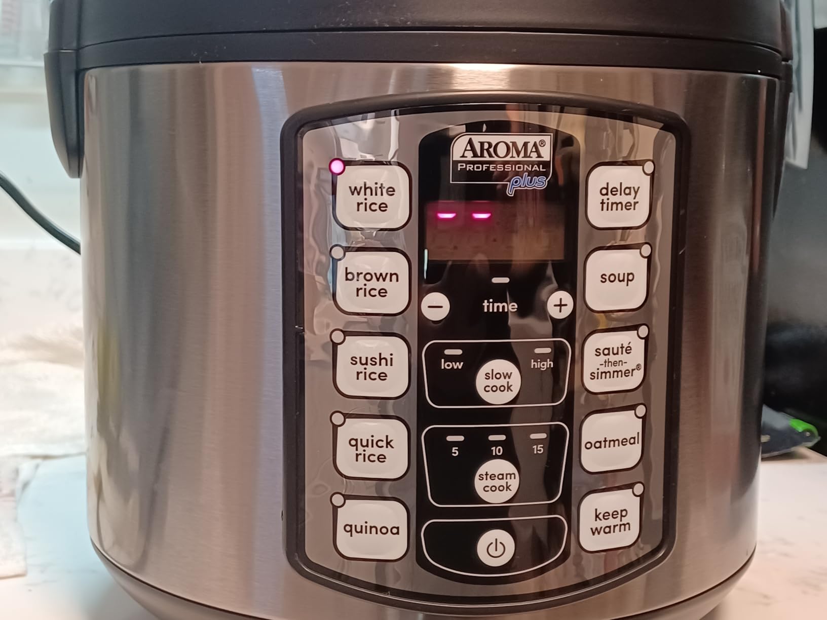 Aroma Housewares Professional Plus ARC-5000SB 20 Cup (Cooked) Digital Rice Cooker, Food Steamer, Slow Cooker, Stainless Exterior/Nonstick Pot, Silver, Black, 10-cup uncooked/20-cup cooked/4QT customer photo 1