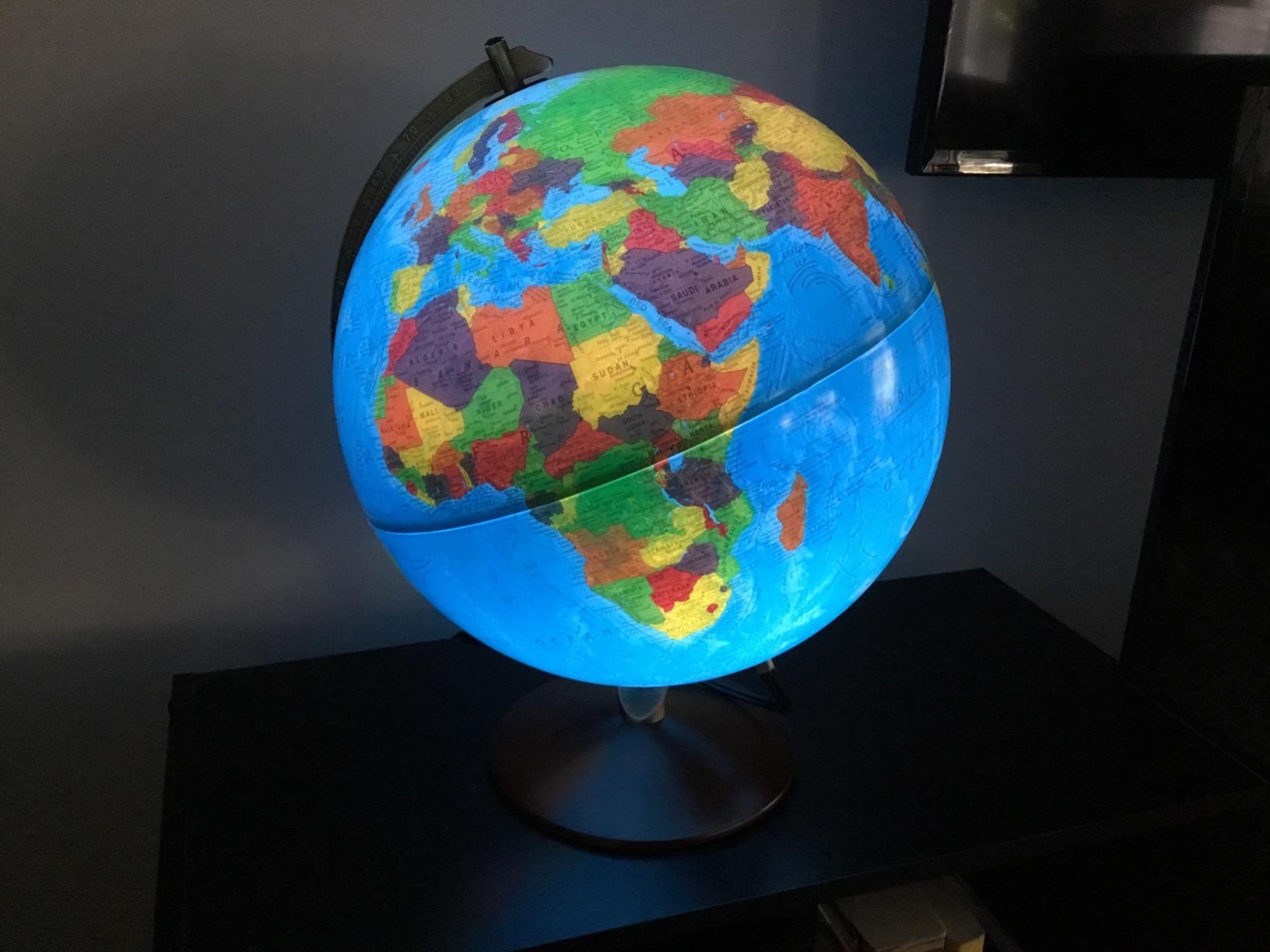 Replogle Illuminated World Globe with Stand, 12 Inch diamteter light up globe with 3-D Raised Relief Texture. Perfect for Children And Kid's Classroom and home Decor, Made In USA customer photo 2