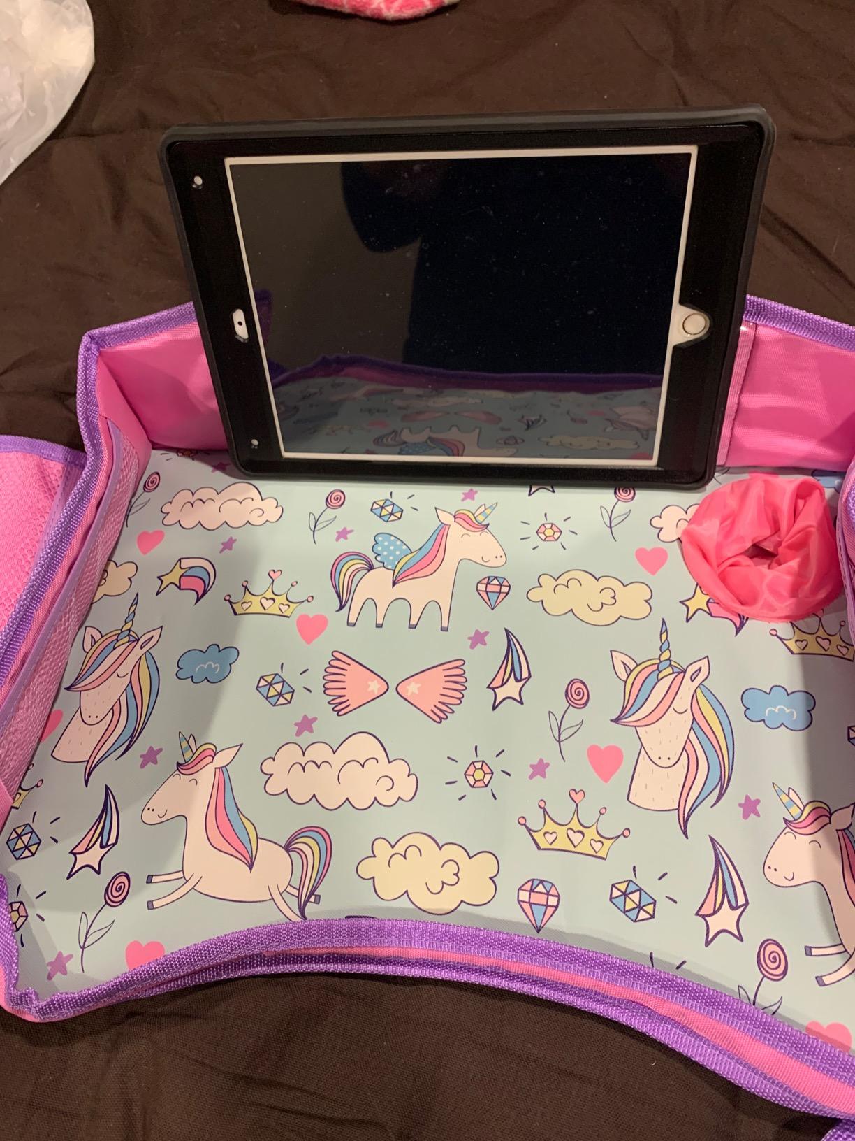 ecoZen Lifestyle Kids Travel Tray & Toddler Lap Desk Organizer - Airplane and Car Seat Table for Road Trip Essentials - Airplane Must Haves for Toddlers - Carseat Tray Kid Travel - Lap Table customer photo 1