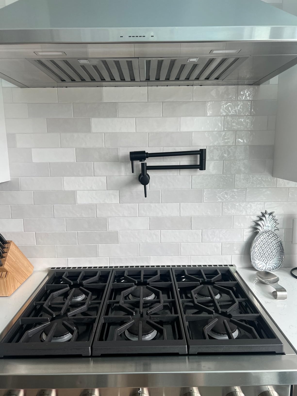 Delta Matte Black Modern Pot Filler Kitchen Faucet, Wall Mount Kitchen Faucet, Matte Black 1165LF-BL customer photo 1