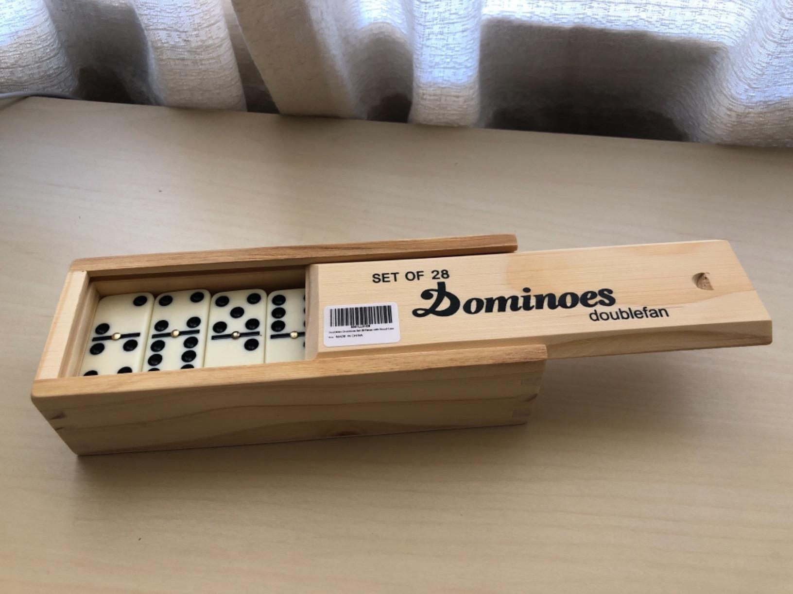 Doublefan Dominoes for Adults, Double 6 Domino Set 28 Tiles in Wood Case customer photo 2