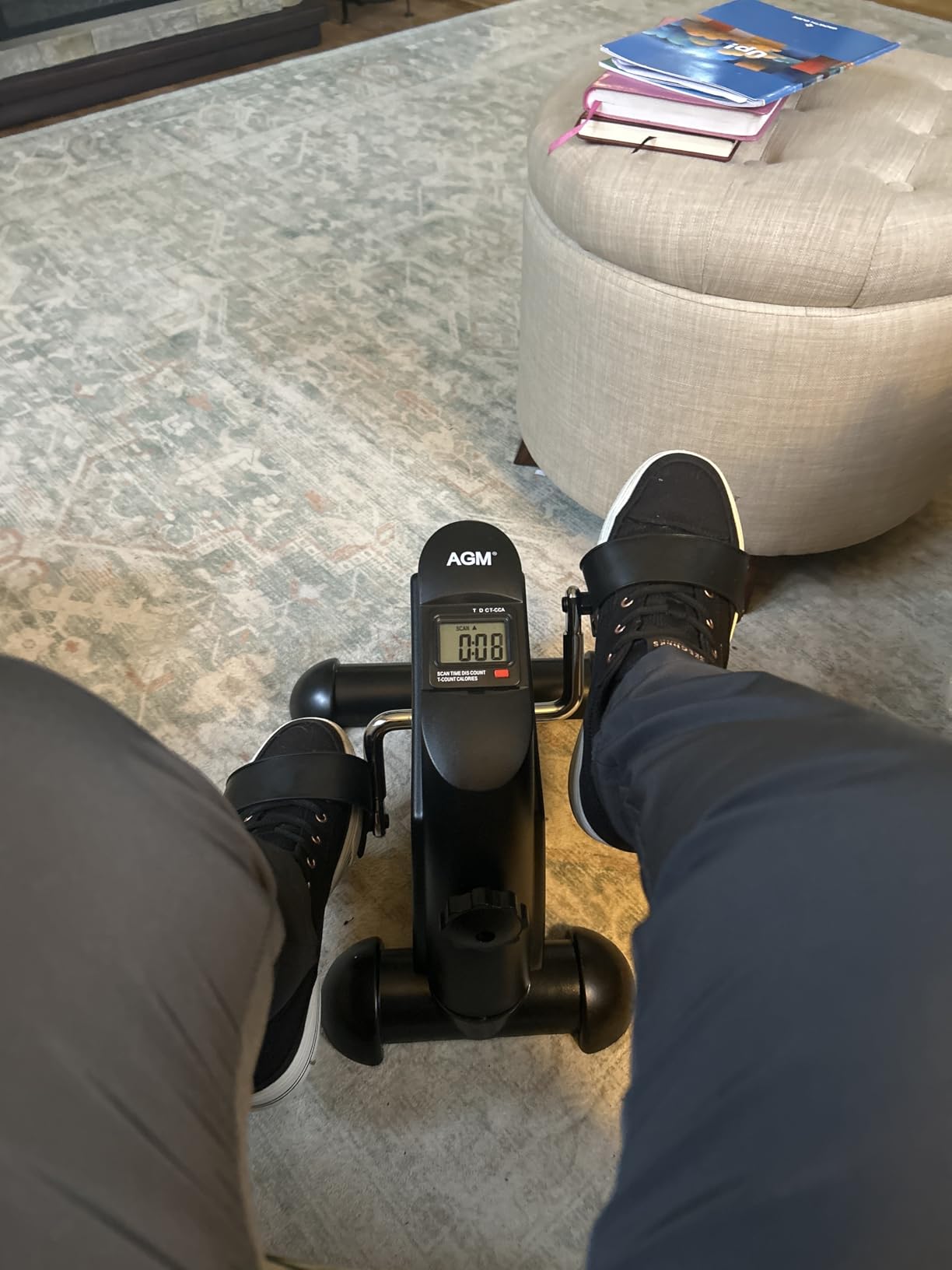 Mini Exercise Bike, AGM Under Desk Bike Pedal Exerciser Foot Cycle Arm & Leg Pedal Exerciser with LCD Screen Displays customer photo 2