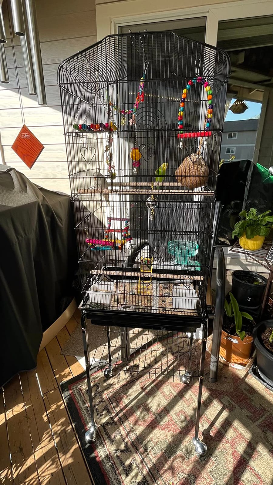 ZENY 63.4 Inch Bird Cage, Rolling Wrought Iron Parrot Cage customer photo 1