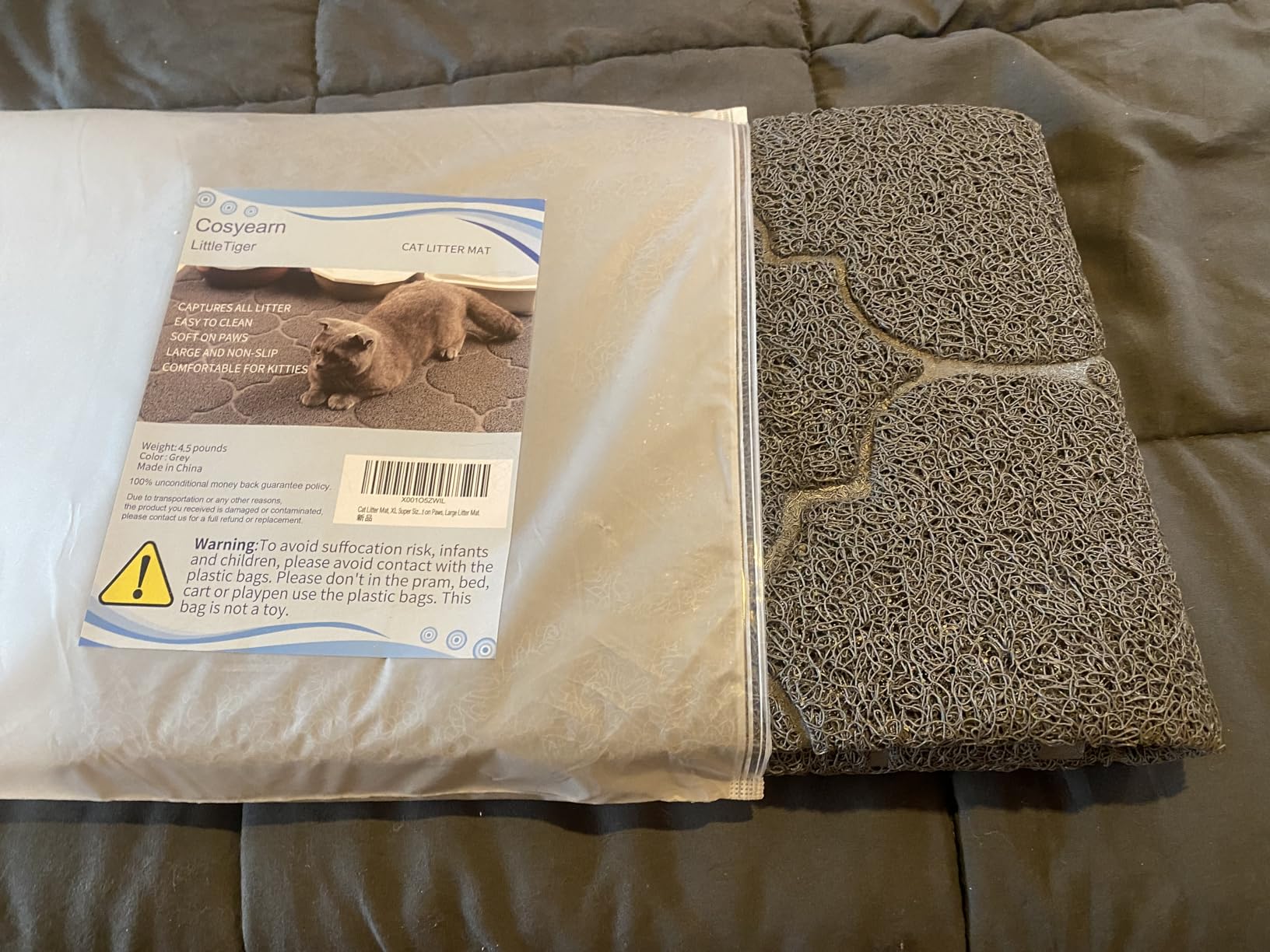 LittleTiger Cat Litter Mat, XL Super Size, Phthalate Free, Easy to Clean, 46x35 Inches, Durable, Soft on Paws, Large Litter Mat. customer photo 1