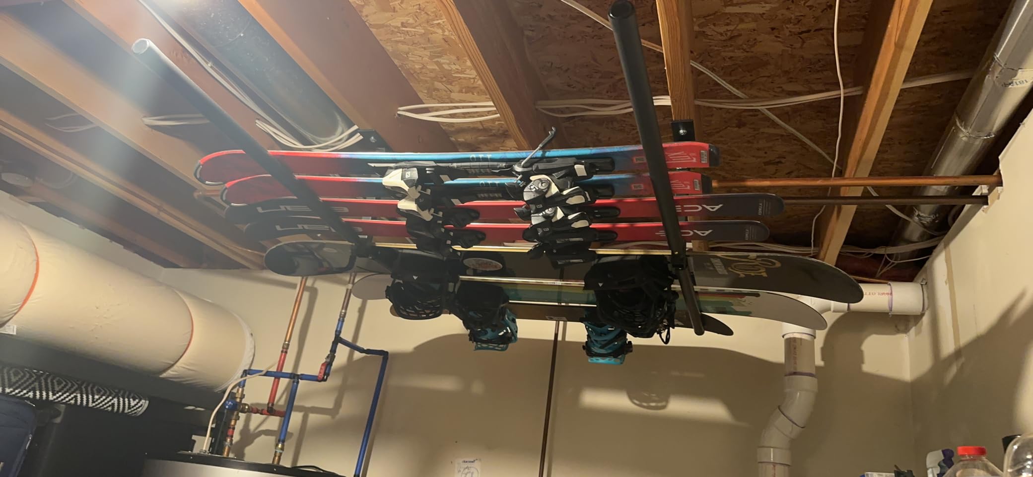 StoreYourBoard Adjustable Ski and Snowboard Ceiling Rack, Overhead Storage Mount, Double Sided customer photo 1