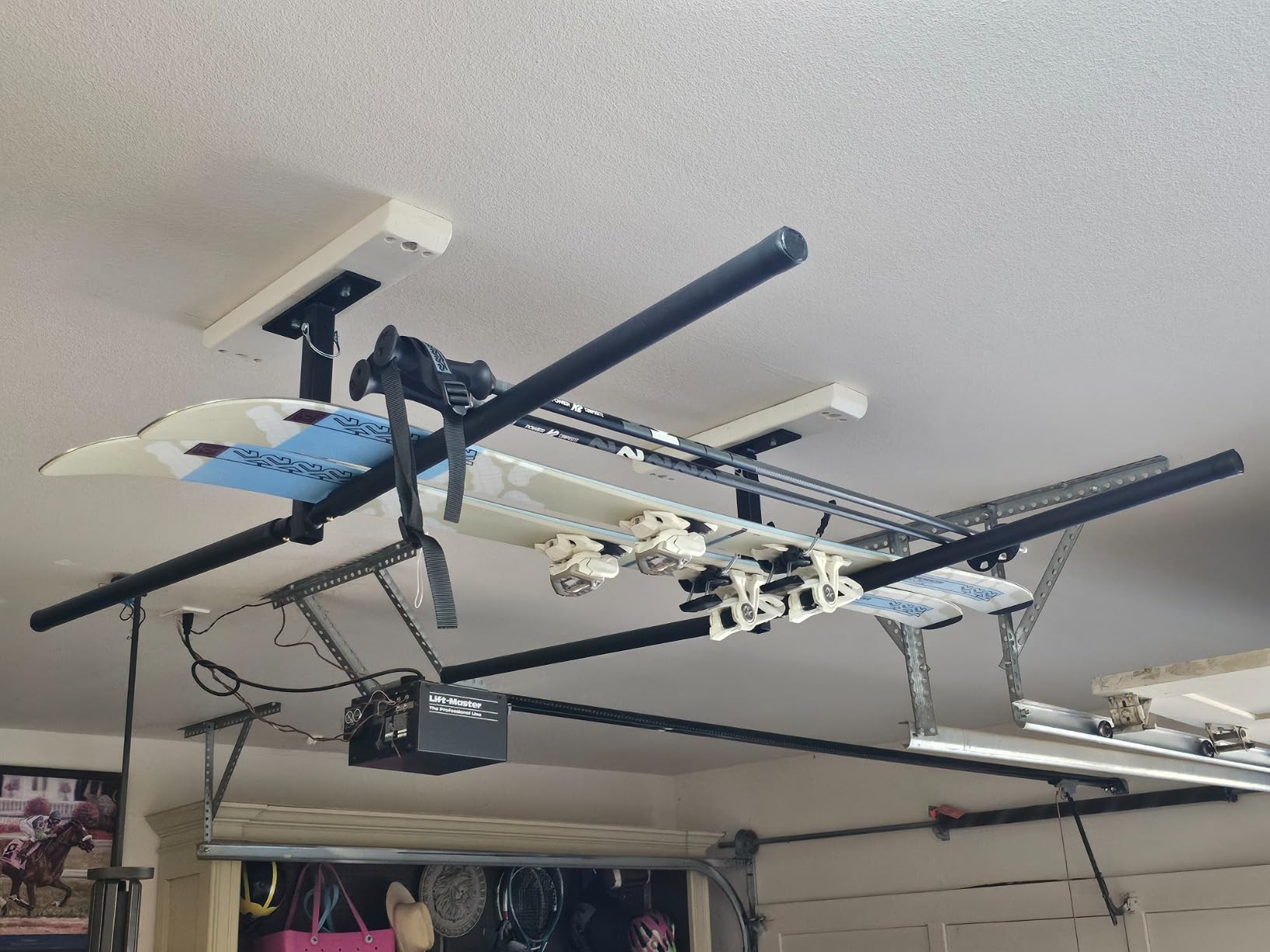 StoreYourBoard Adjustable Ski and Snowboard Ceiling Rack, Overhead Storage Mount, Double Sided customer photo 2