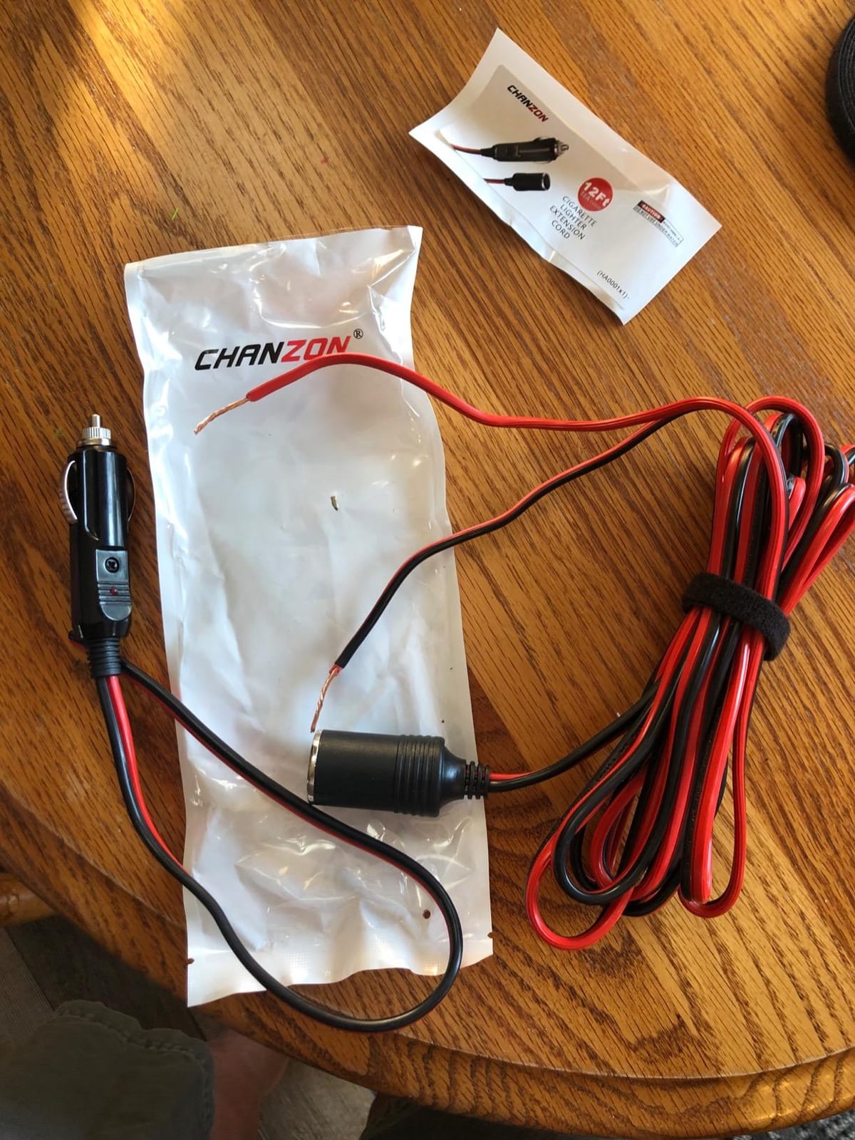 Chanzon 12V/24V Car Cigarette Lighter Extension Cord - 12Ft UL 16AWG customer photo 1