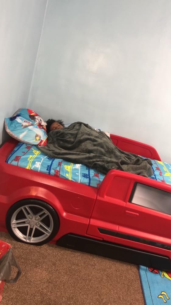 Step2 Turbocharged Twin Size Truck Car Bed, Car Bed for Boys & Girls, Working Headlights & Built-In Storage, Made of Durable Plastic, For Toddlers 3+ Years Old, Vibrant Red customer photo 1